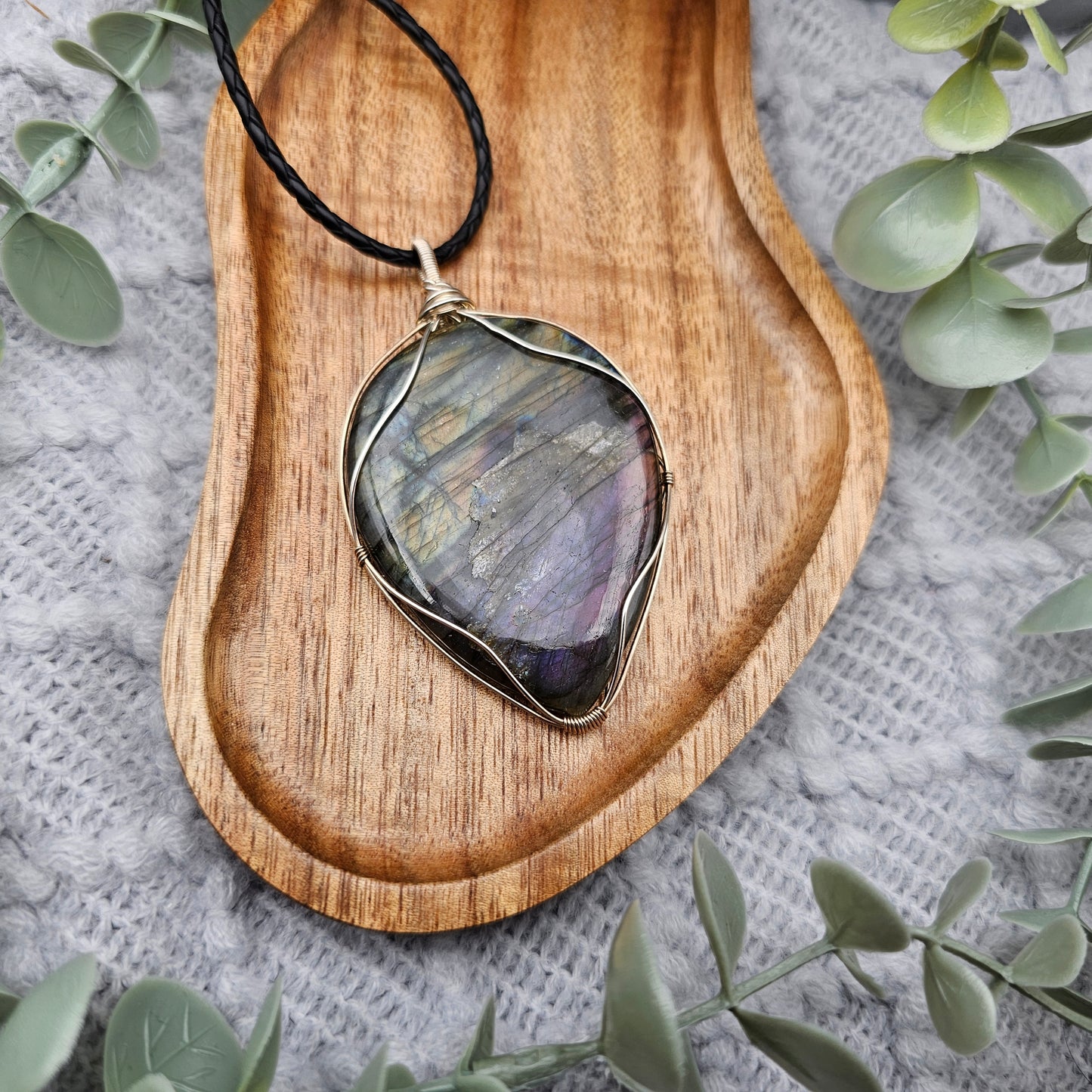 Labradorit Anhänger | 925er Silber | Edelstein Halskette