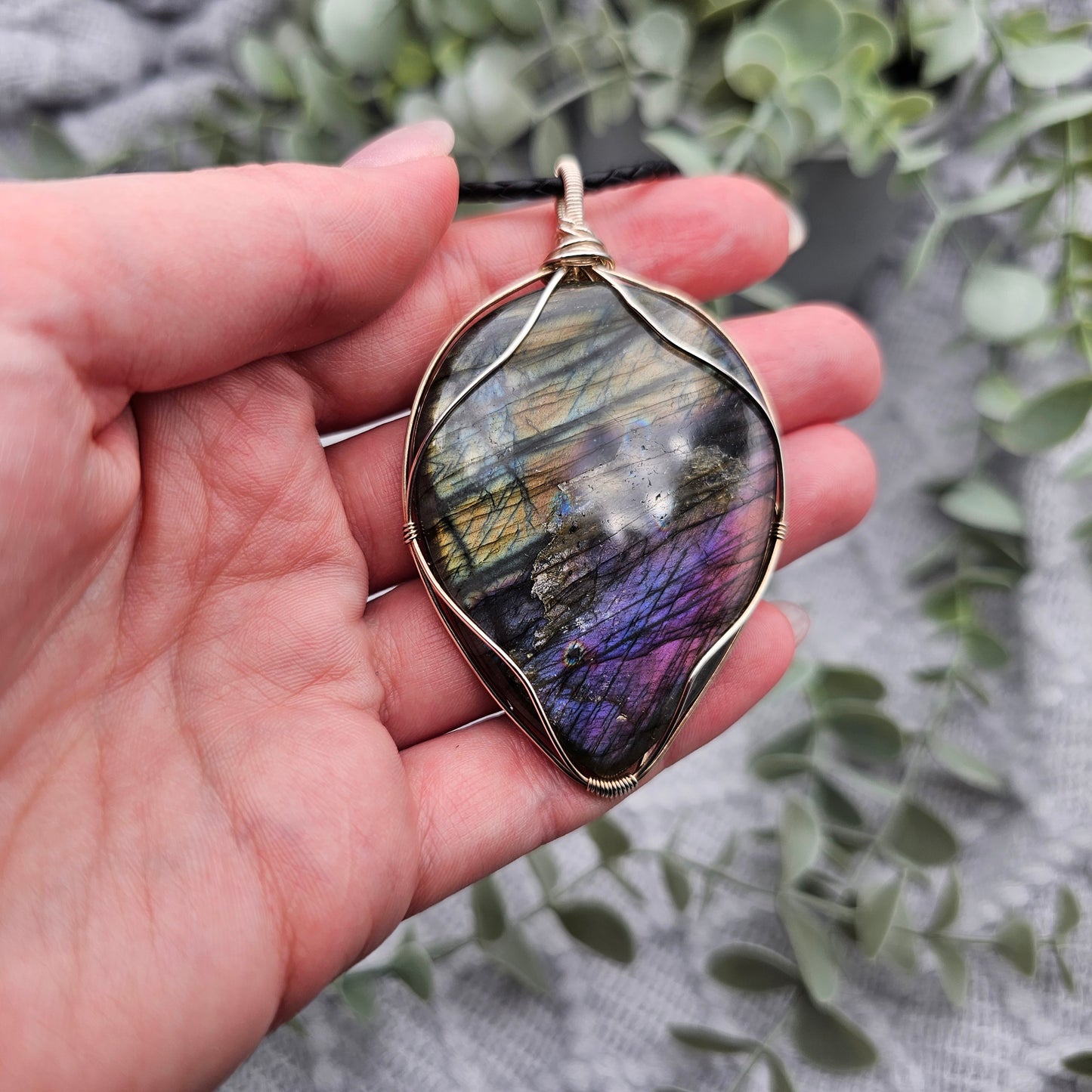 Labradorit Anhänger | 925er Silber | Edelstein Halskette