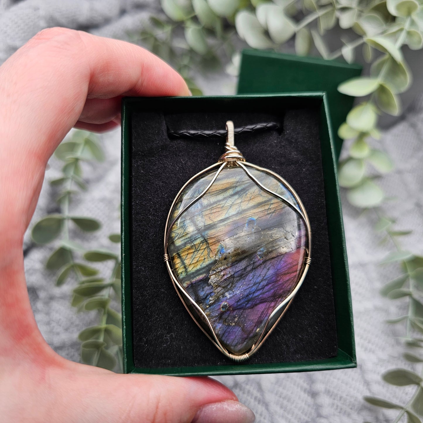 Labradorit Anhänger | 925er Silber | Edelstein Halskette