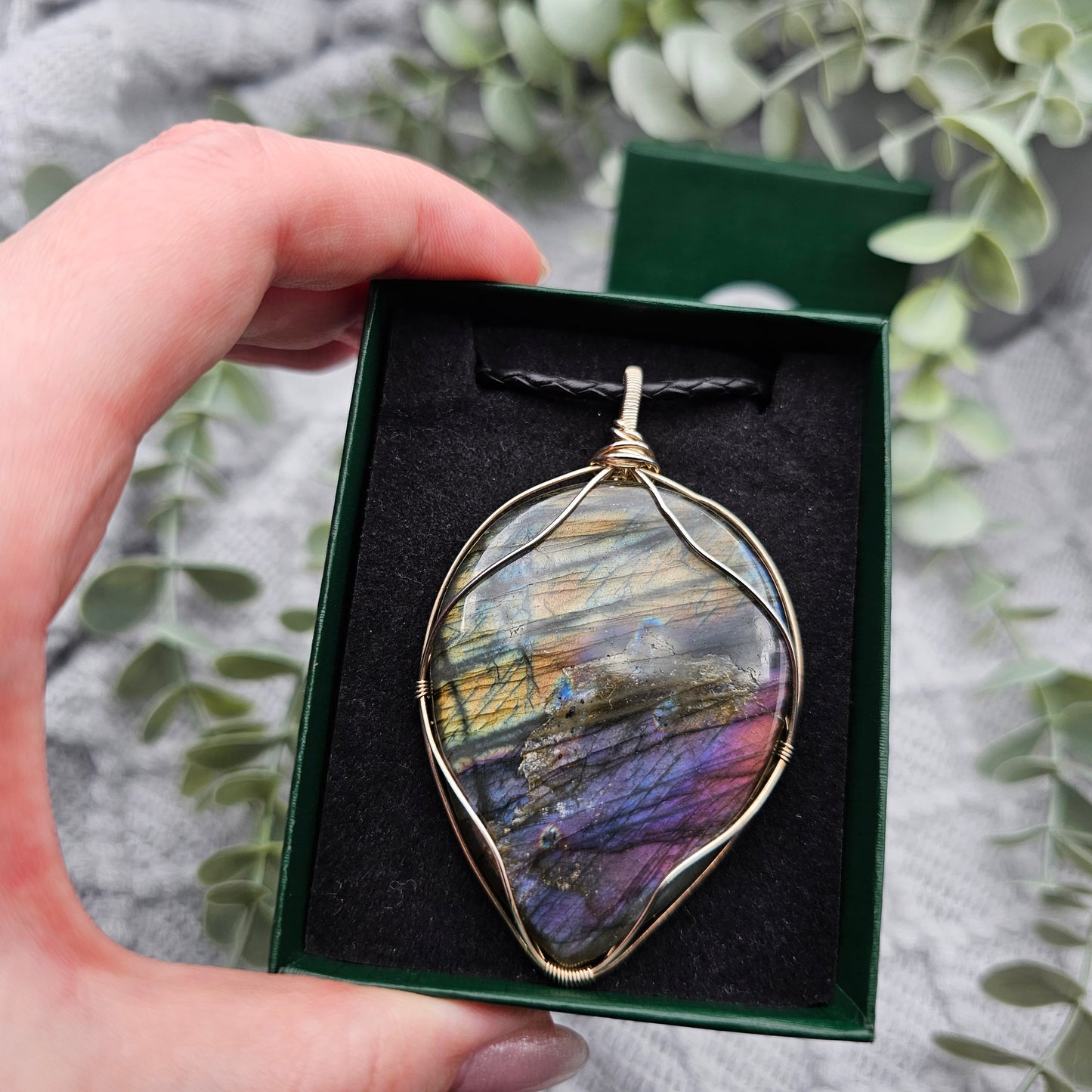 Labradorit Anhänger | 925er Silber | Edelstein Halskette