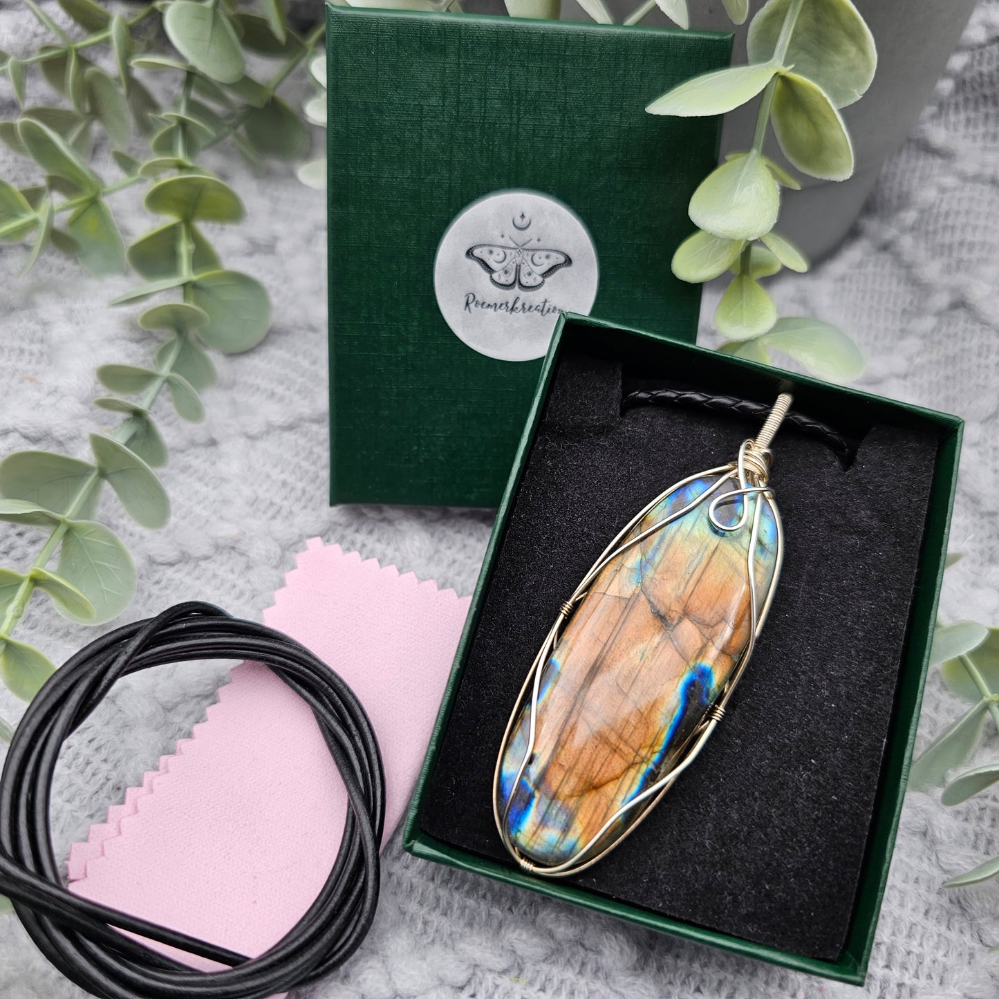 Labradorit Anhänger | 925er Silber | Edelstein Halskette