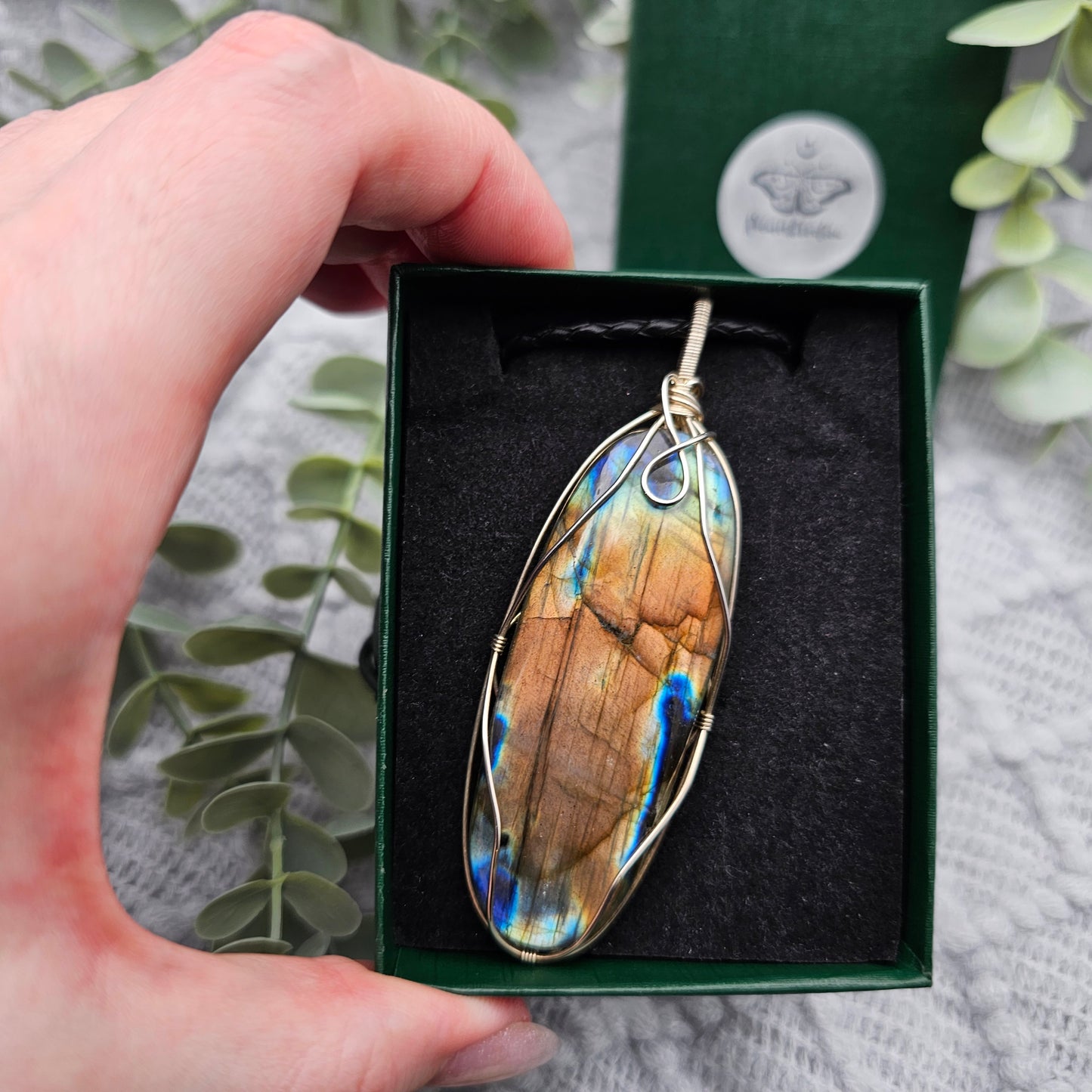 Labradorit Anhänger | 925er Silber | Edelstein Halskette