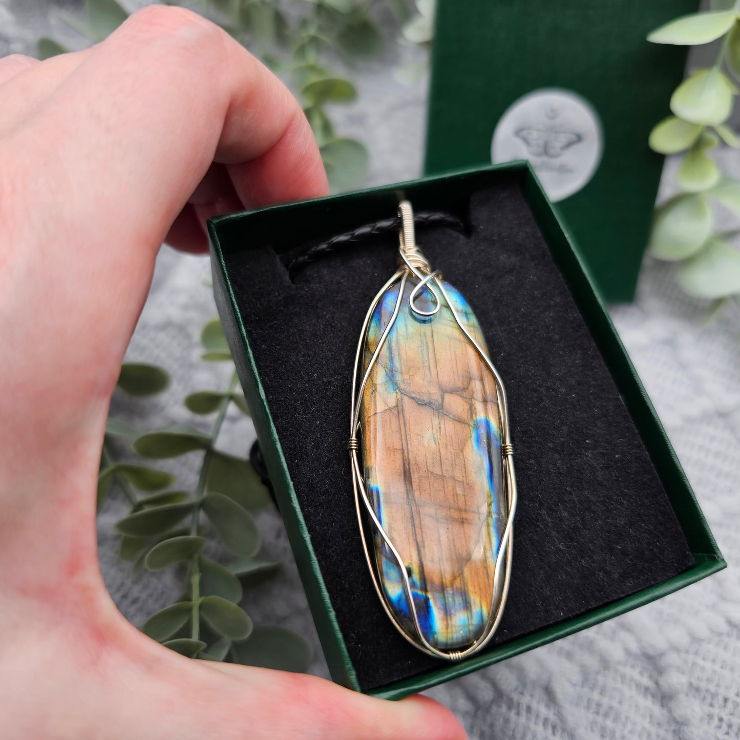 Labradorit Anhänger | 925er Silber | Edelstein Halskette