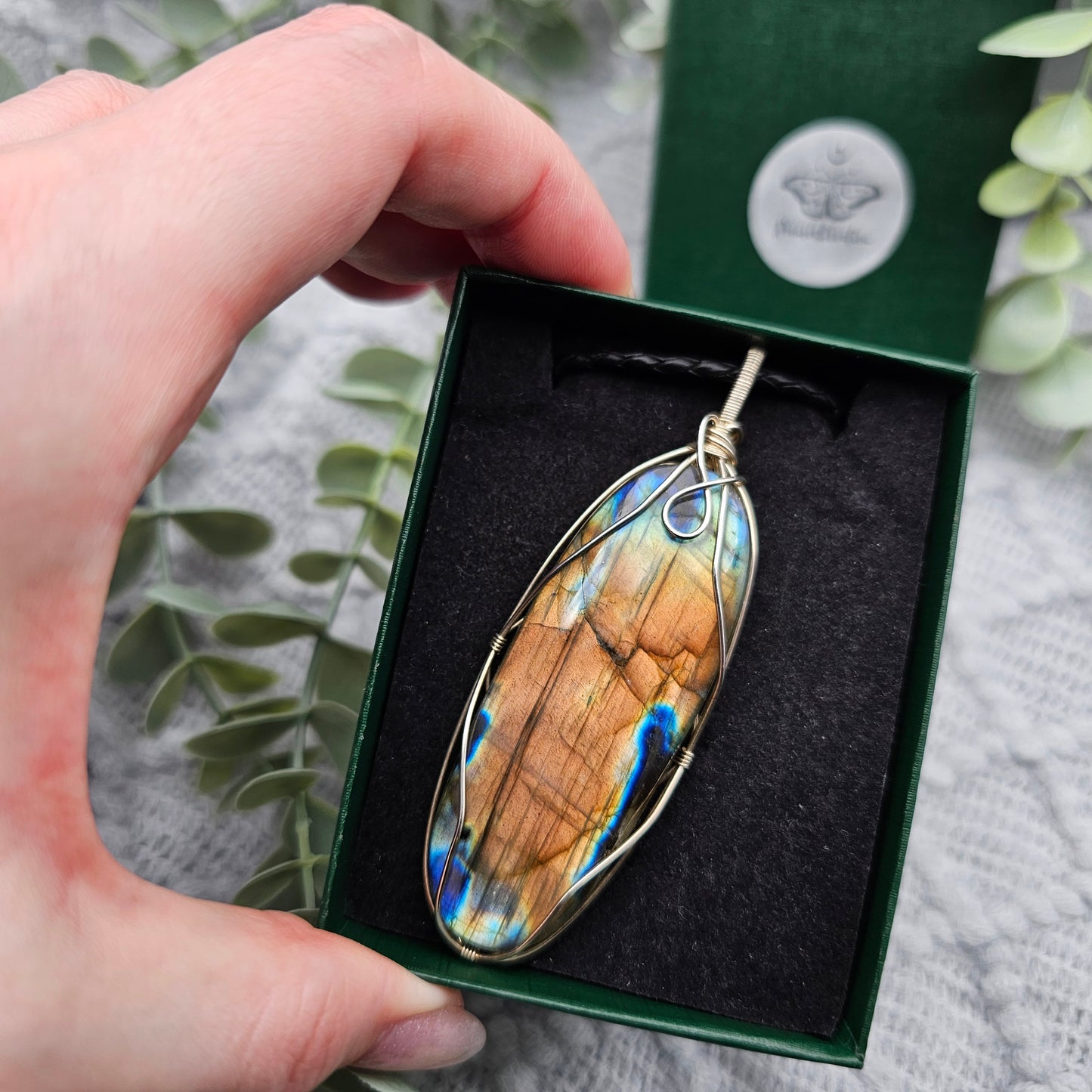 Labradorit Anhänger | 925er Silber | Edelstein Halskette