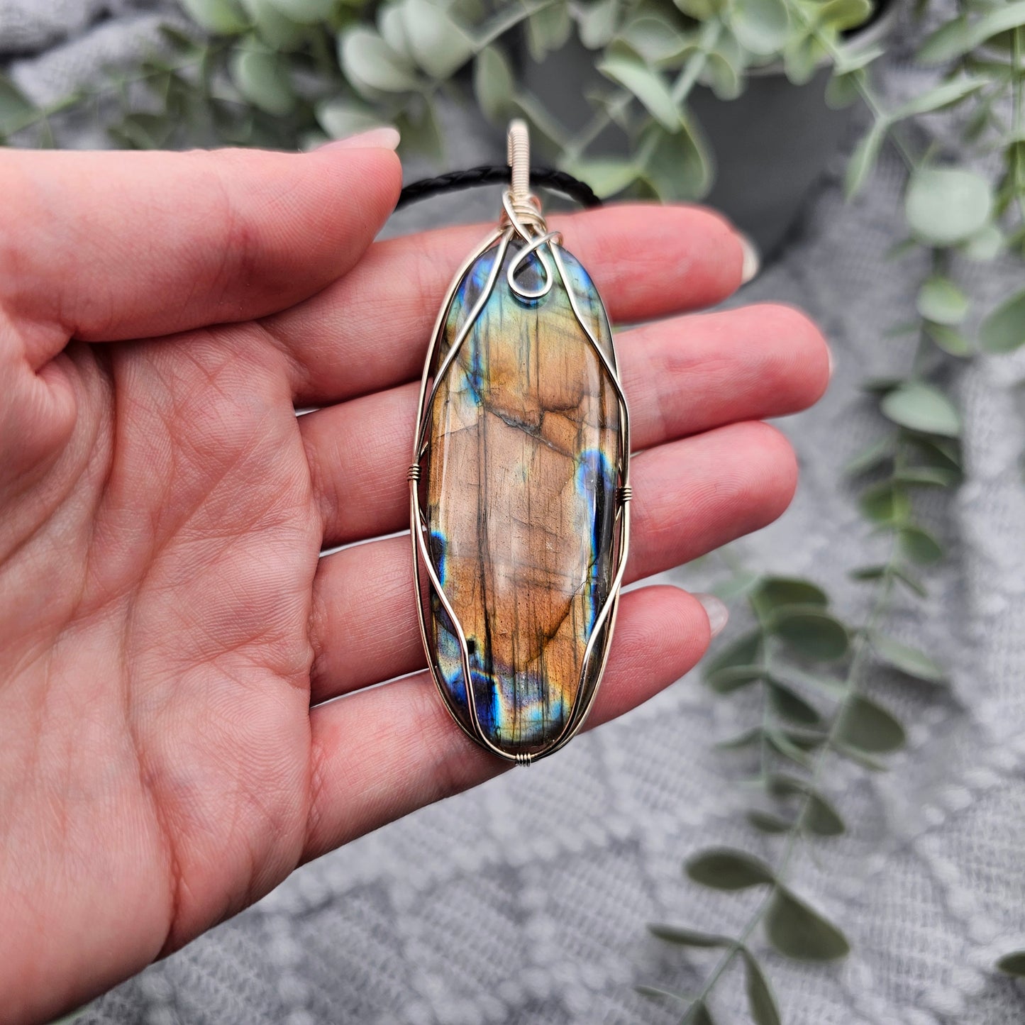 Labradorit Anhänger | 925er Silber | Edelstein Halskette