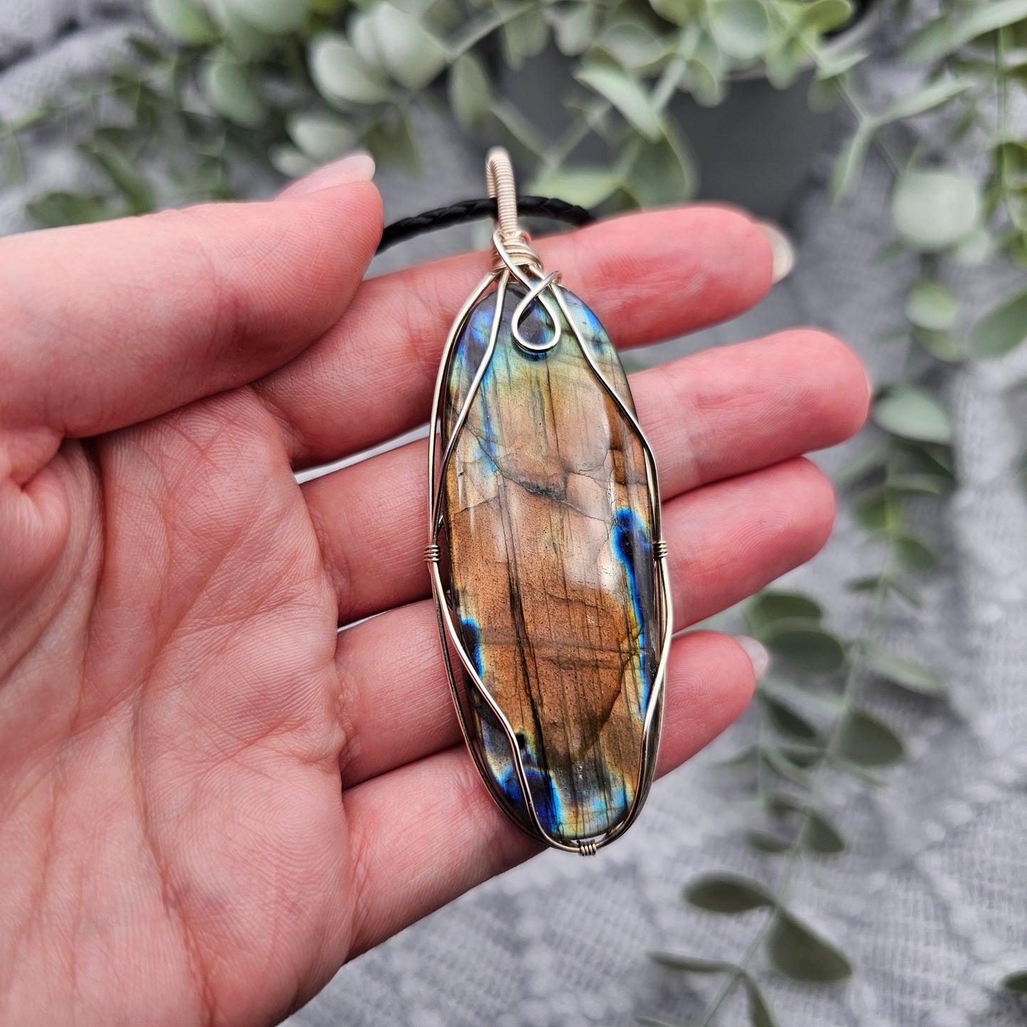 Labradorit Anhänger | 925er Silber | Edelstein Halskette