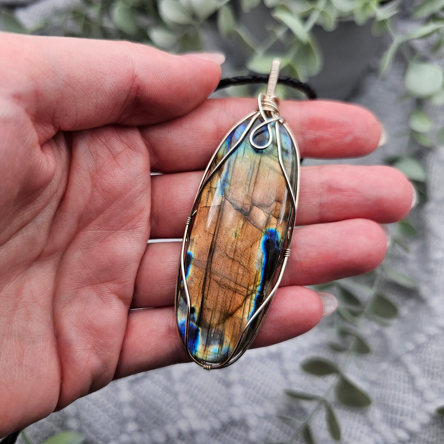 Labradorit Anhänger | 925er Silber | Edelstein Halskette