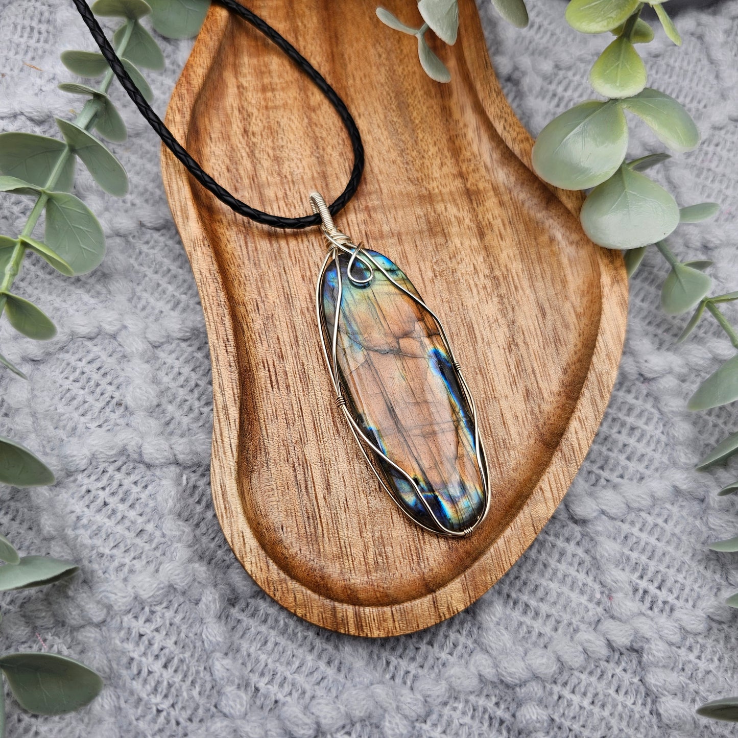 Labradorit Anhänger | 925er Silber | Edelstein Halskette