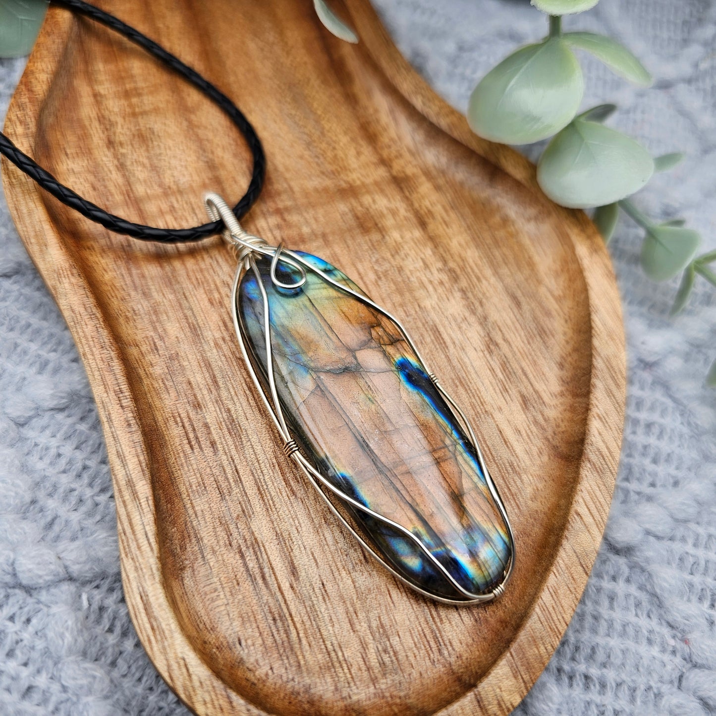 Labradorit Anhänger | 925er Silber | Edelstein Halskette