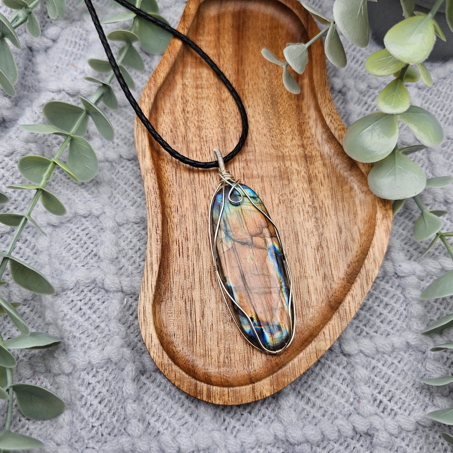 Labradorit Anhänger | 925er Silber | Edelstein Halskette