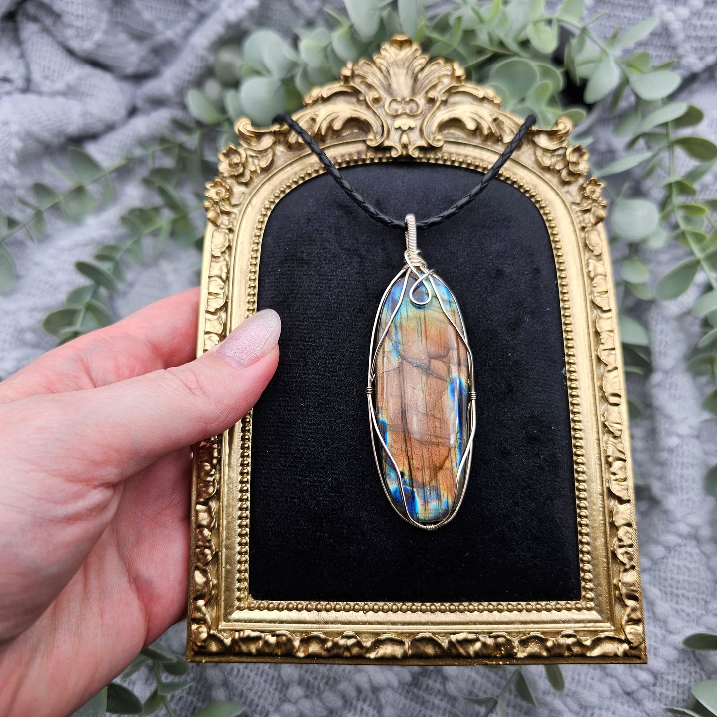 Labradorit Anhänger | 925er Silber | Edelstein Halskette