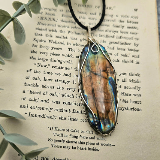 Labradorit Anhänger | 925er Silber | Edelstein Halskette