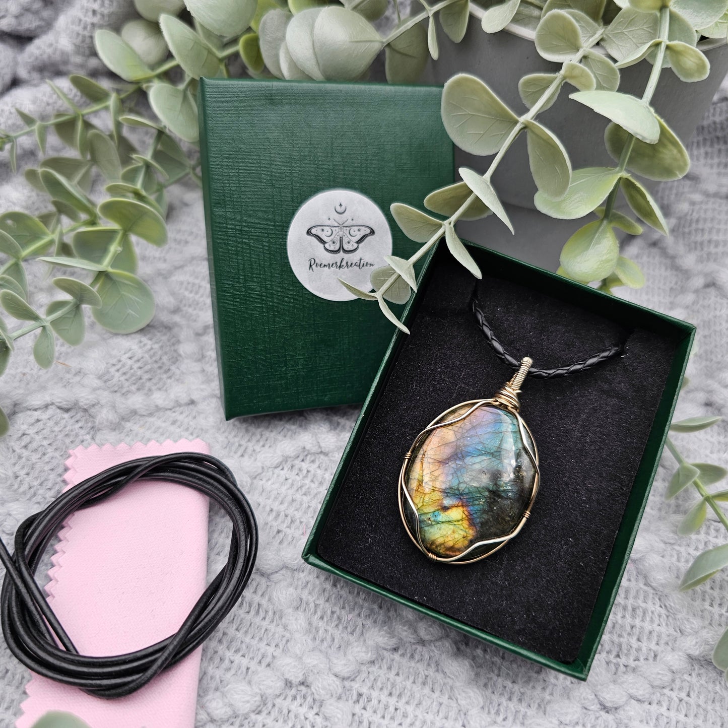 Labradorit Anhänger | 925er Silber | Edelstein Halskette