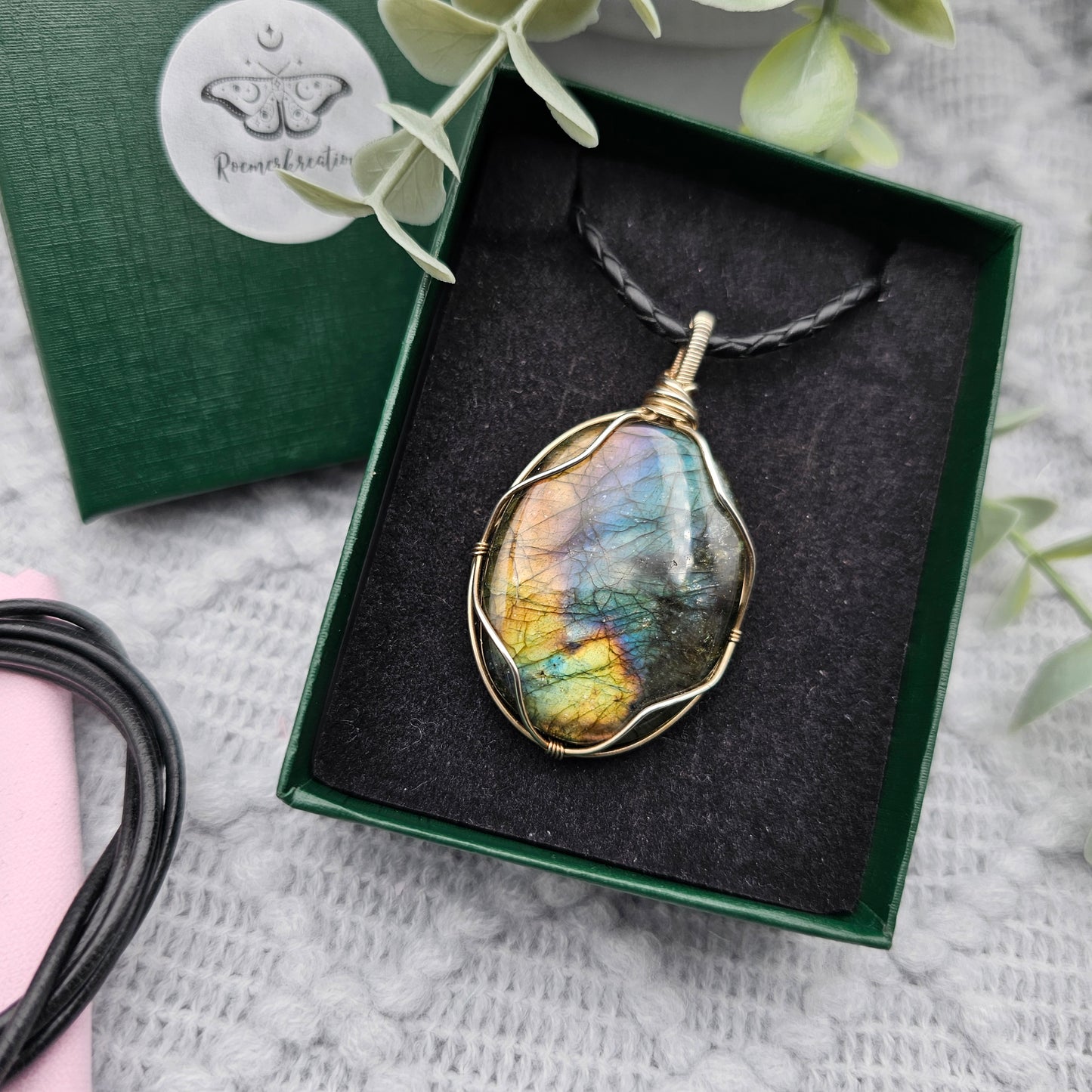 Labradorit Anhänger | 925er Silber | Edelstein Halskette