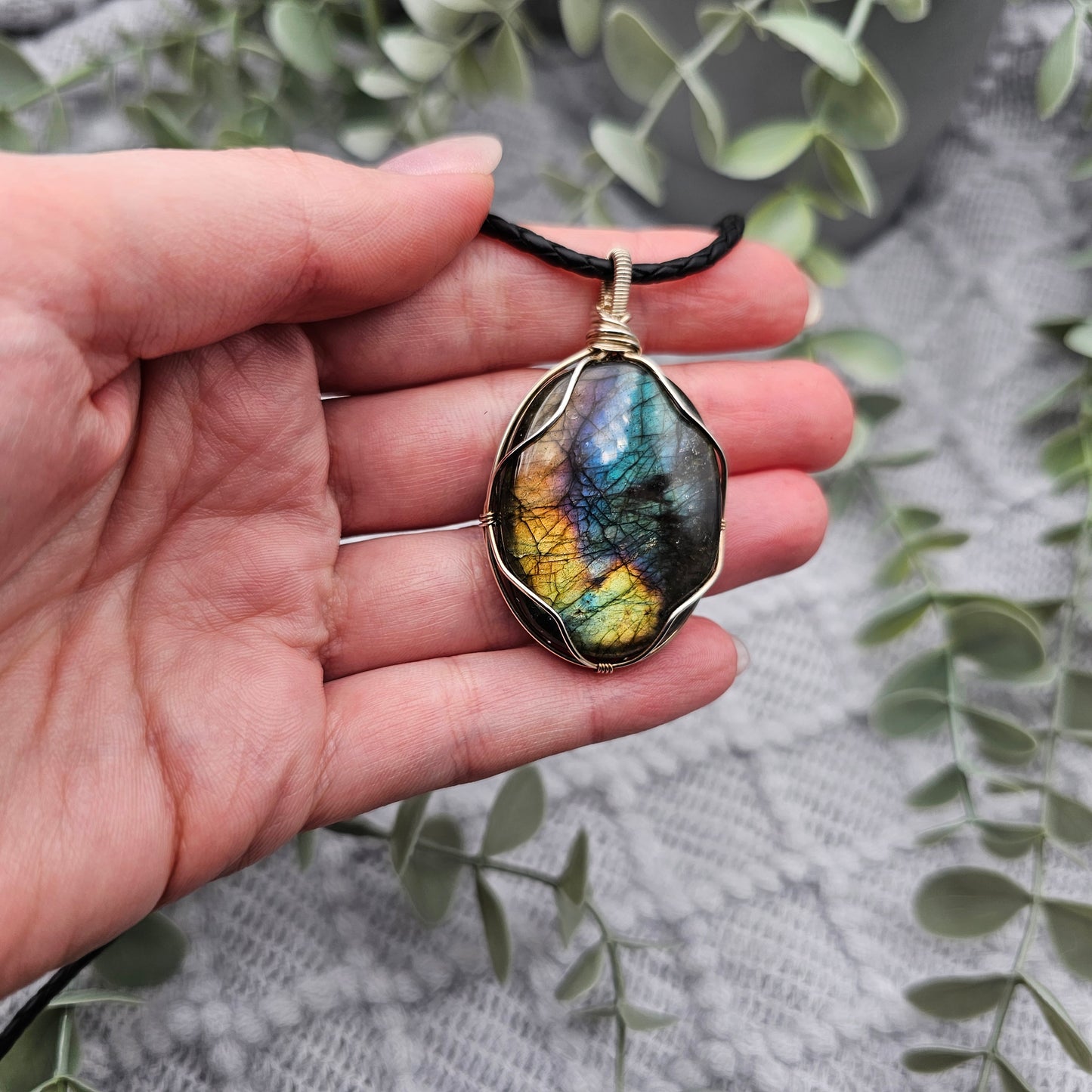 Labradorit Anhänger | 925er Silber | Edelstein Halskette