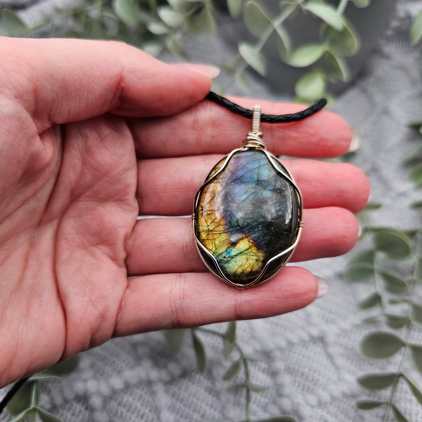 Labradorit Anhänger | 925er Silber | Edelstein Halskette