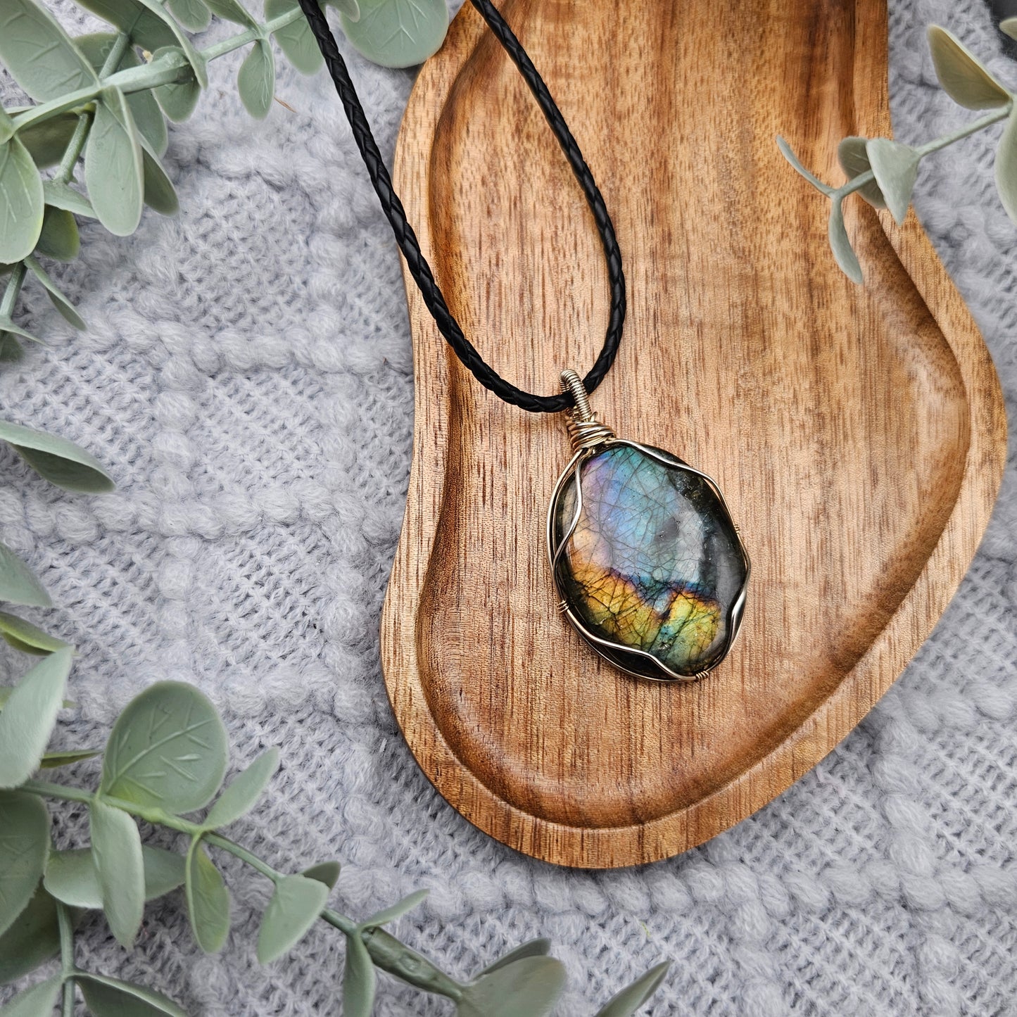 Labradorit Anhänger | 925er Silber | Edelstein Halskette