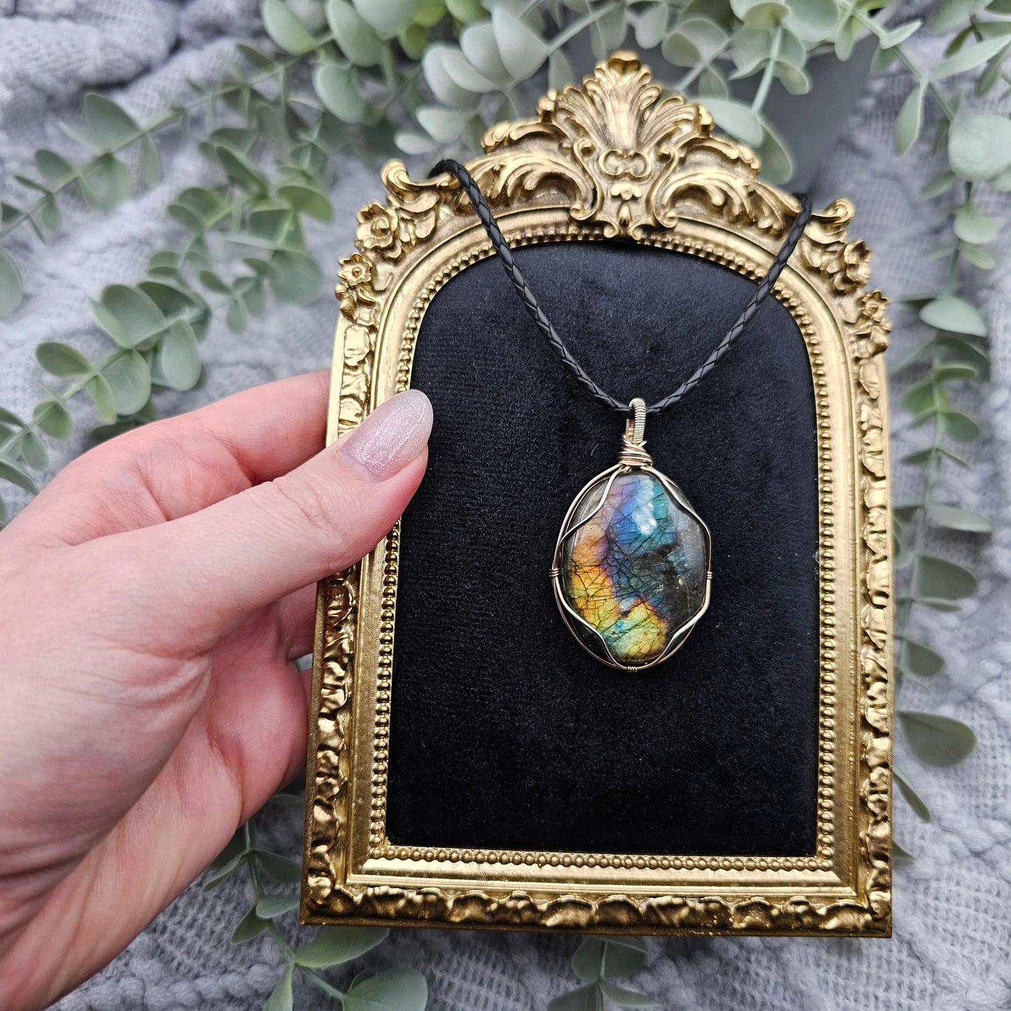 Labradorit Anhänger | 925er Silber | Edelstein Halskette