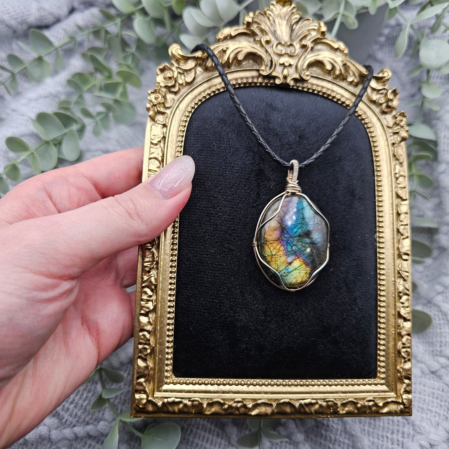 Labradorit Anhänger | 925er Silber | Edelstein Halskette