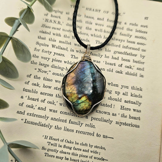 Labradorit Anhänger | 925er Silber | Edelstein Halskette