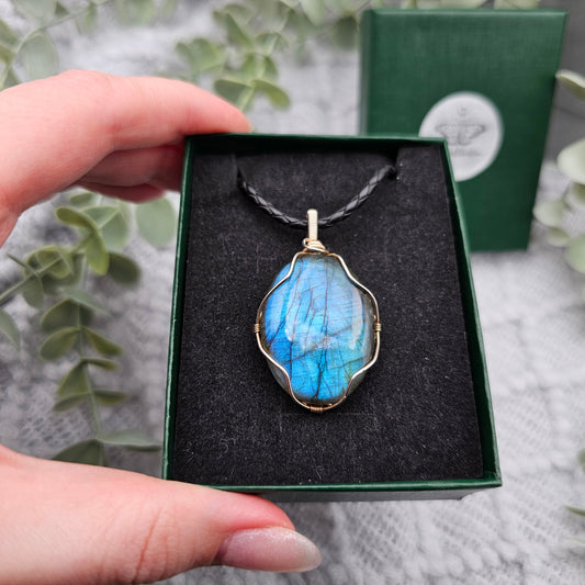 Labradorit Anhänger | 925er Silber | Edelstein Halskette