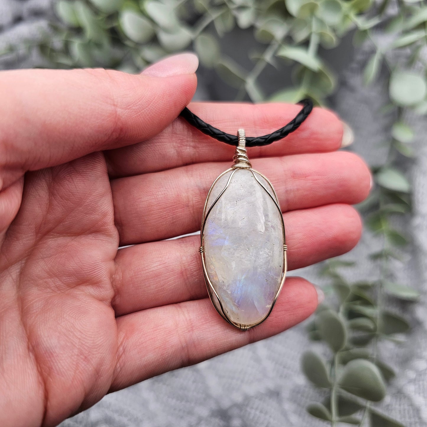 Rainbow Moonstone Pendant | 925 Sterling Silver | Gemstone Necklace