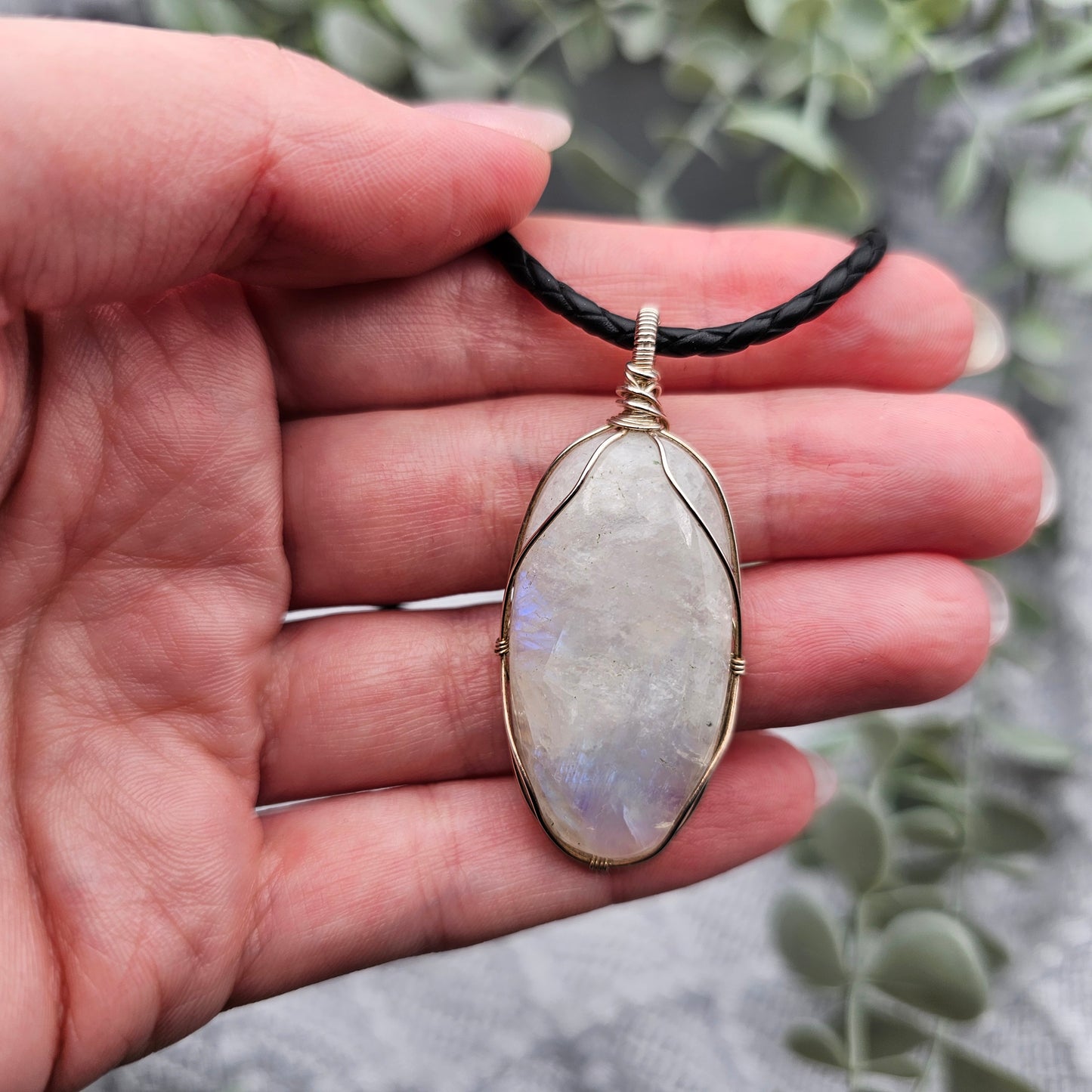 Rainbow Moonstone Pendant | 925 Sterling Silver | Gemstone Necklace
