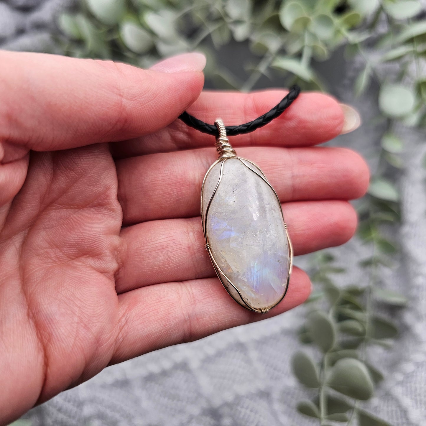 Rainbow Moonstone Pendant | 925 Sterling Silver | Gemstone Necklace