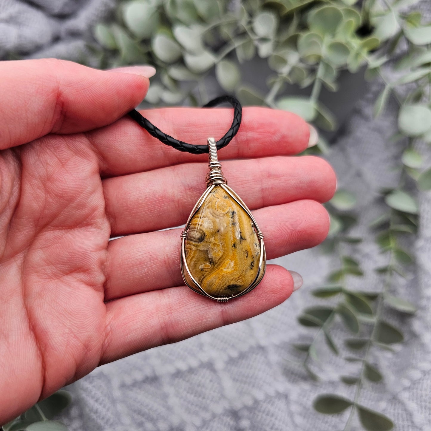 Achat Anhänger | 925er Silber | Edelstein Halskette