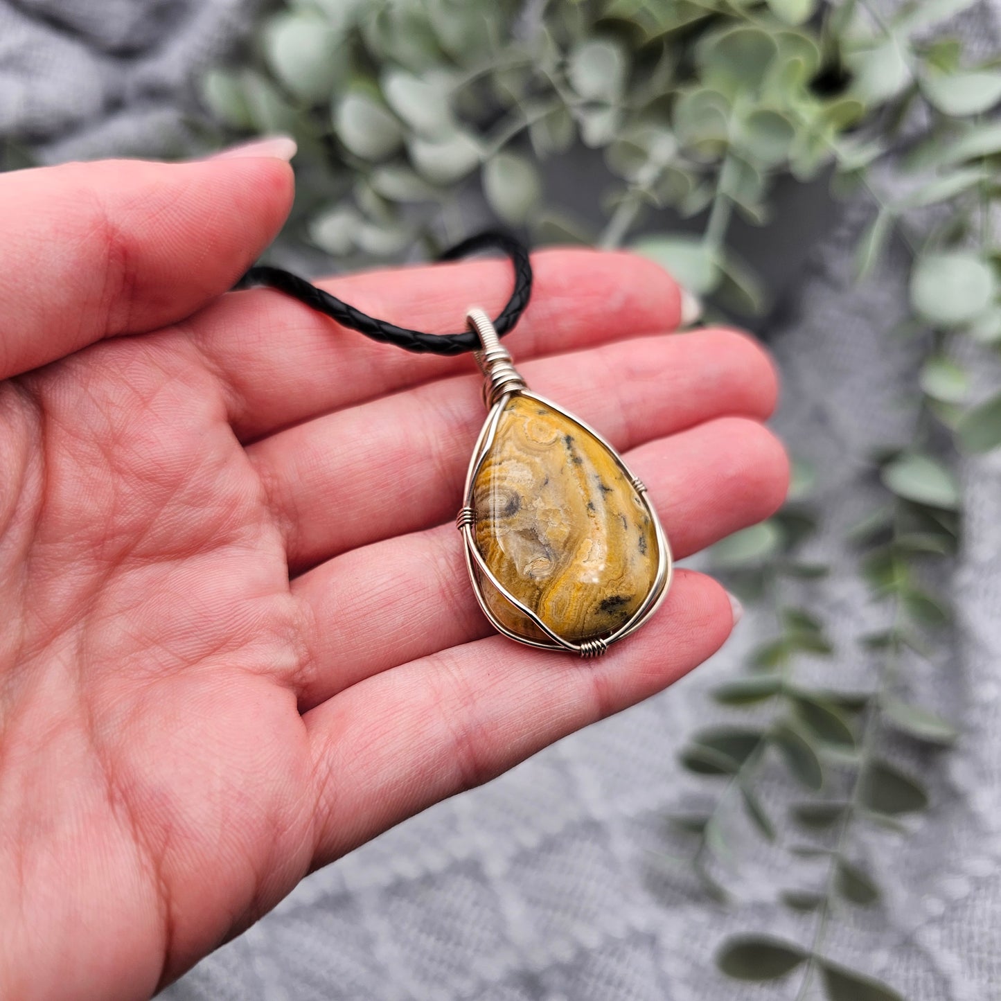 Achat Anhänger | 925er Silber | Edelstein Halskette