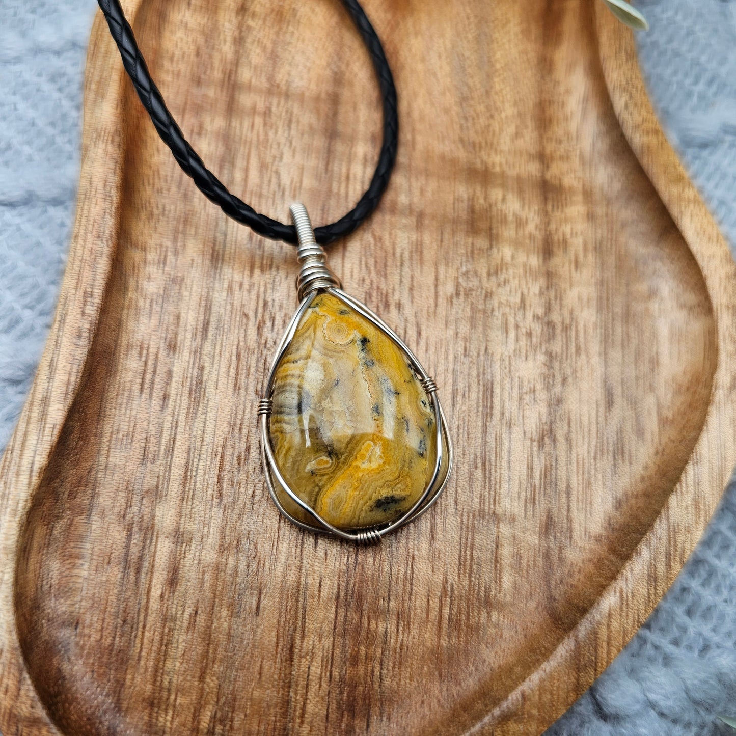 Achat Anhänger | 925er Silber | Edelstein Halskette