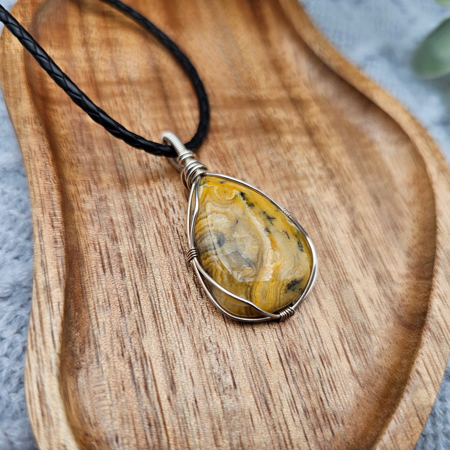 Achat Anhänger | 925er Silber | Edelstein Halskette