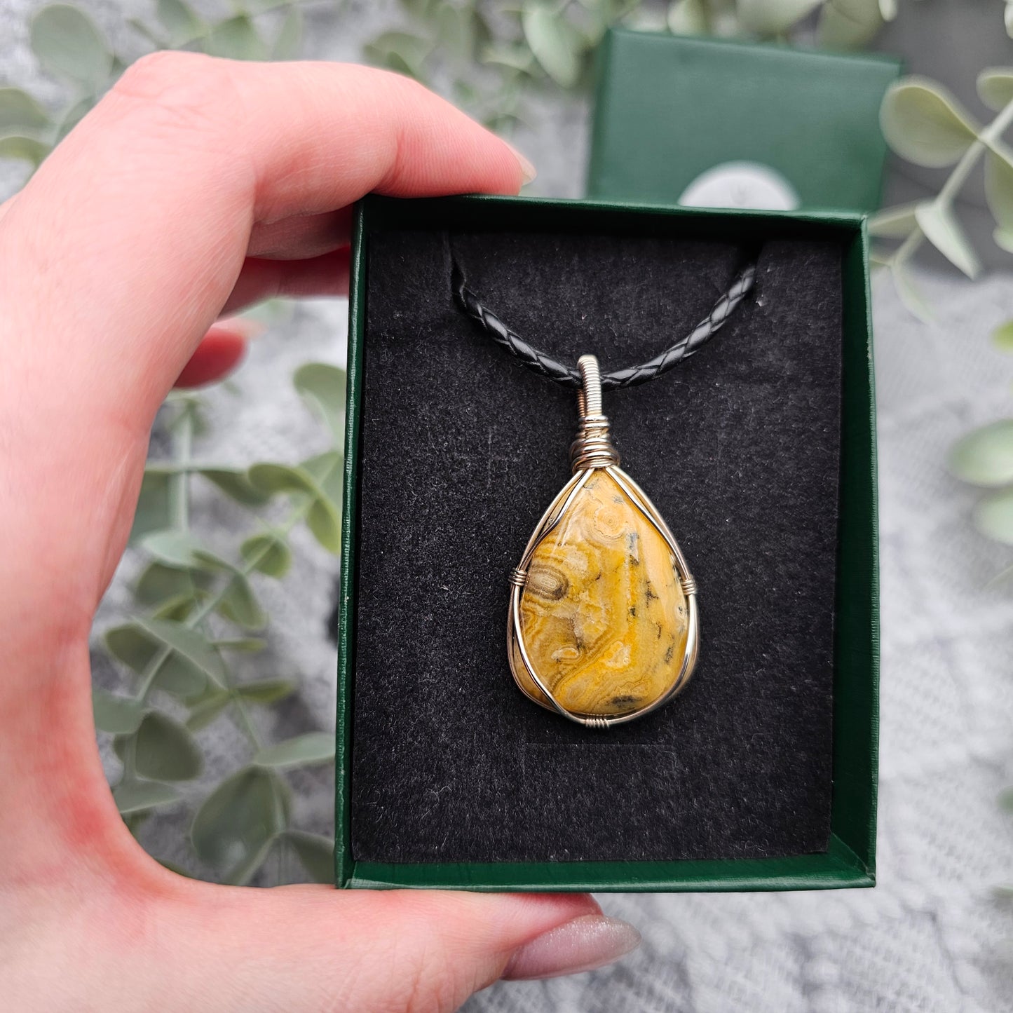 Achat Anhänger | 925er Silber | Edelstein Halskette