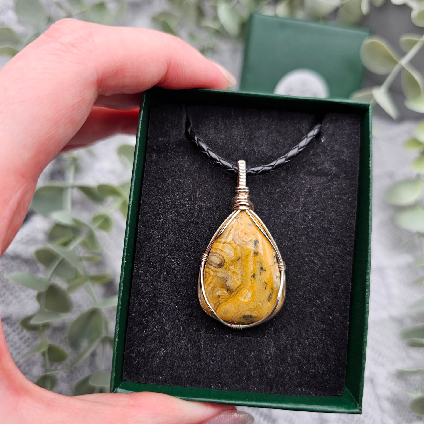 Achat Anhänger | 925er Silber | Edelstein Halskette