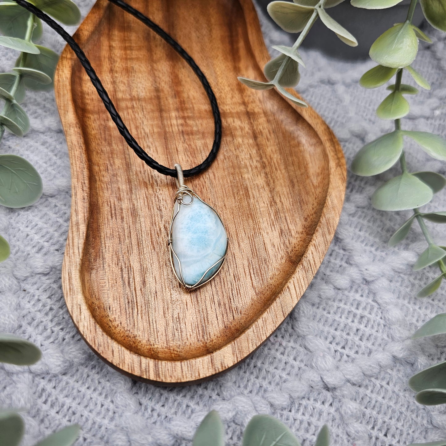 Larimar Anhänger | 925er Silber | Edelstein Halskette