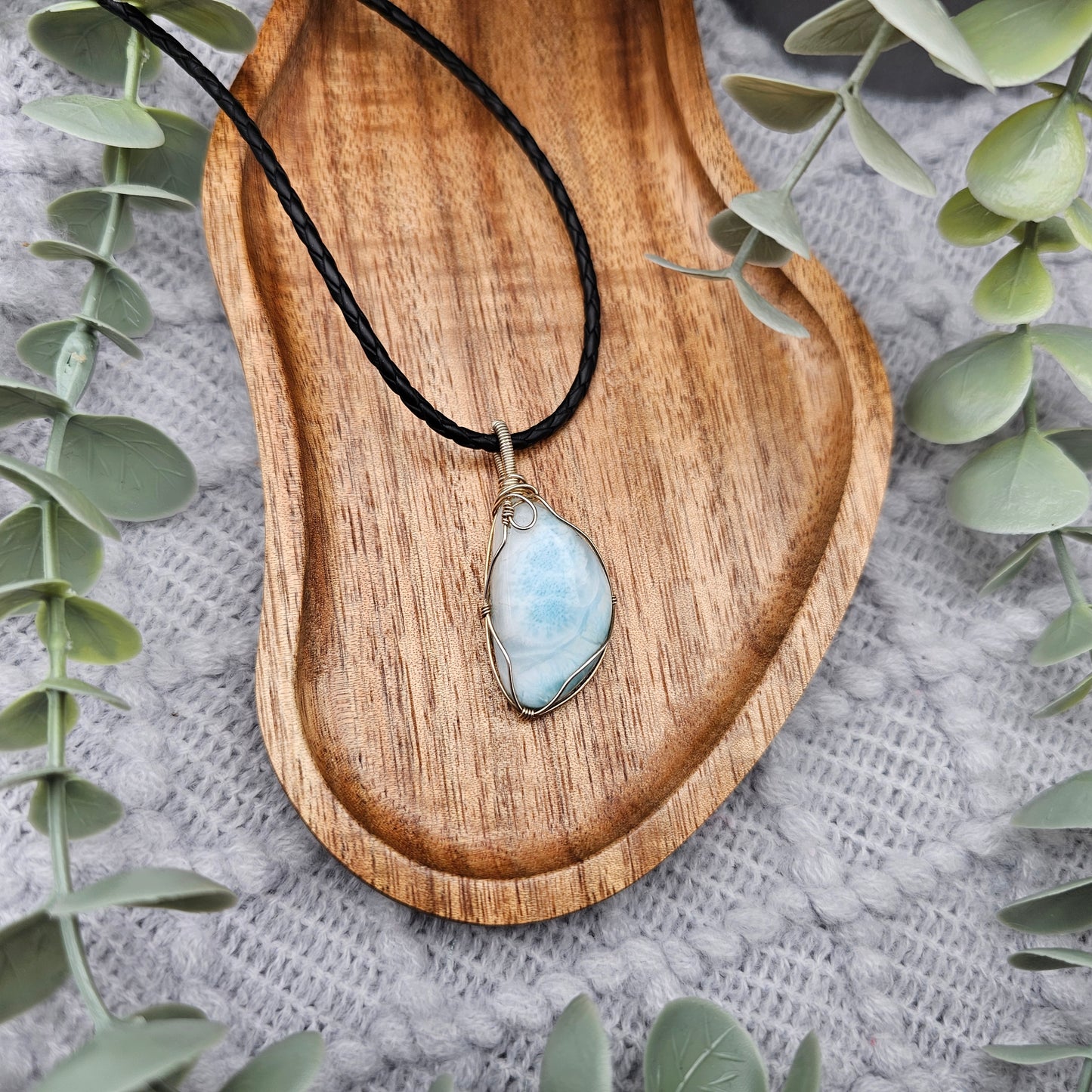 Larimar Anhänger | 925er Silber | Edelstein Halskette