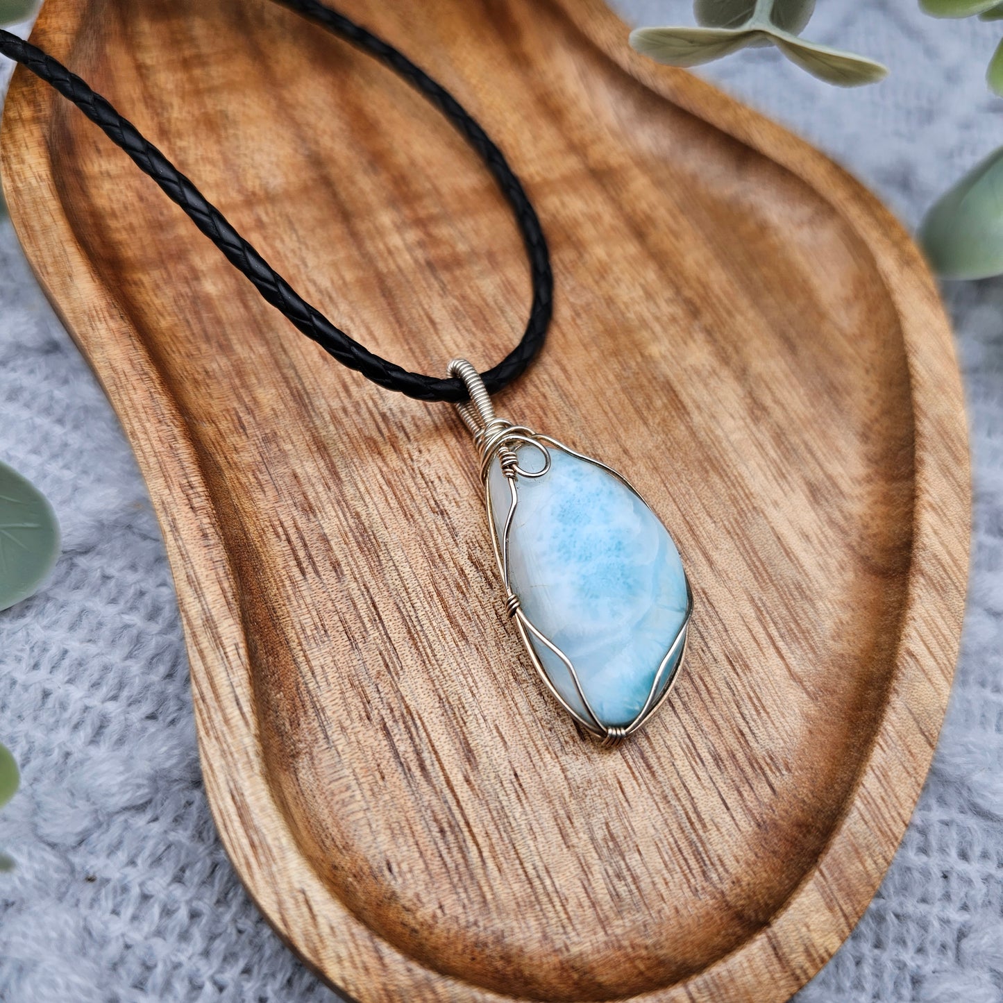 Larimar Anhänger | 925er Silber | Edelstein Halskette