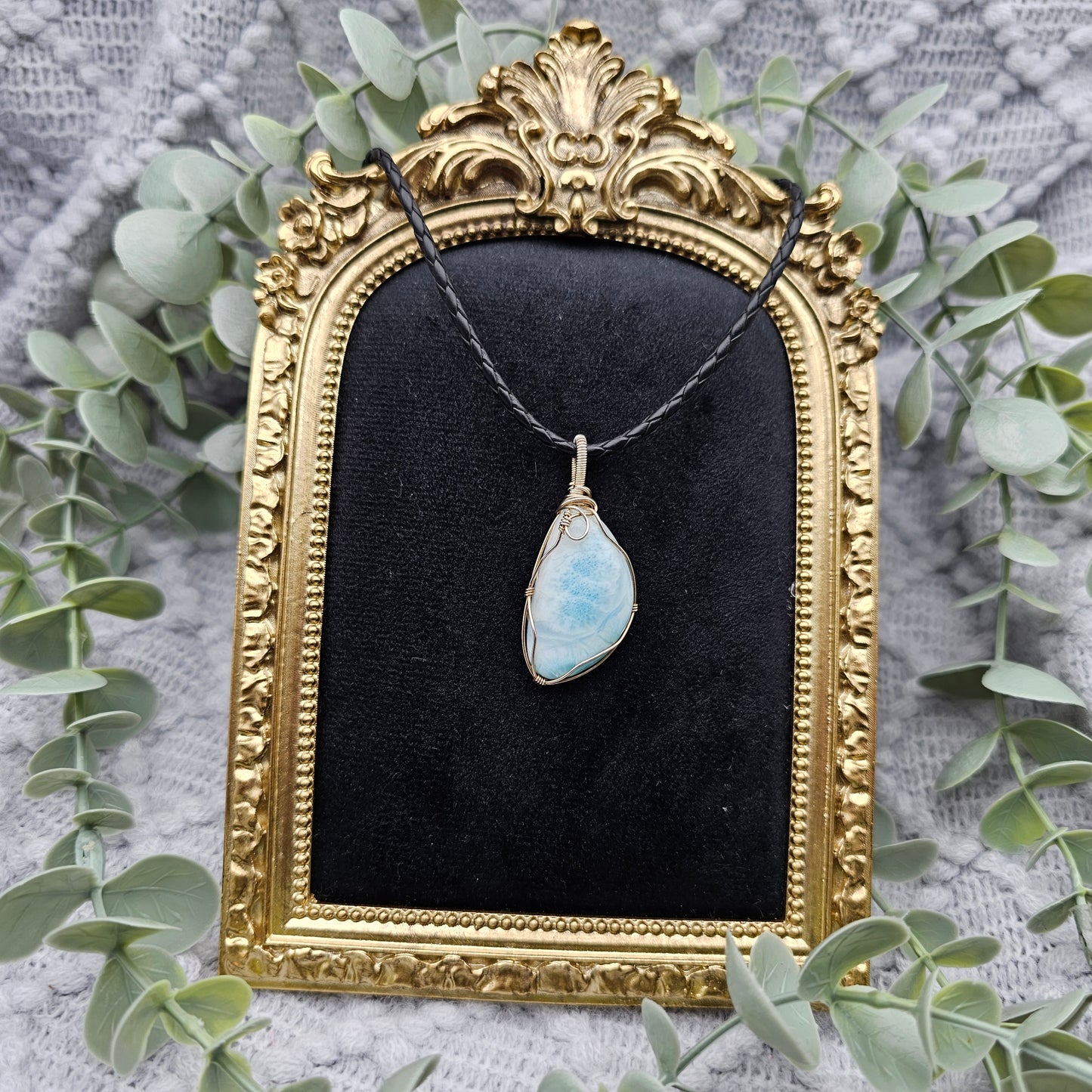 Larimar Anhänger | 925er Silber | Edelstein Halskette