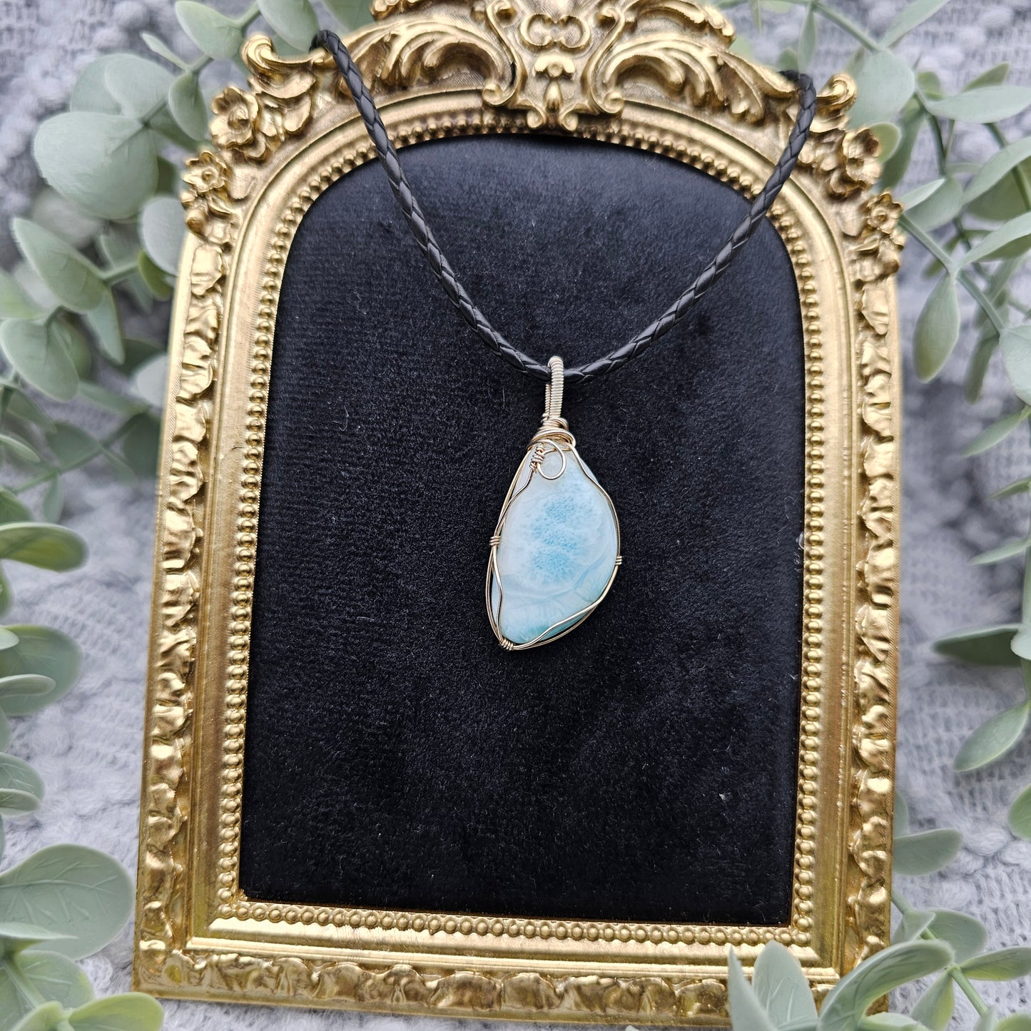 Larimar Anhänger | 925er Silber | Edelstein Halskette