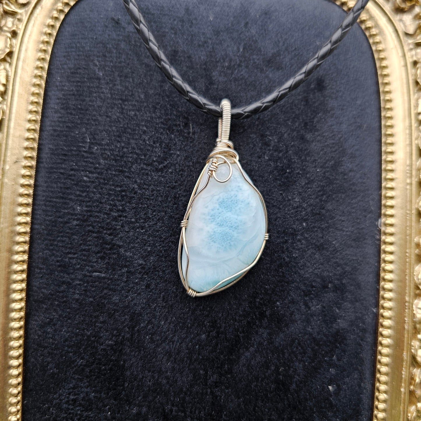 Larimar Anhänger | 925er Silber | Edelstein Halskette
