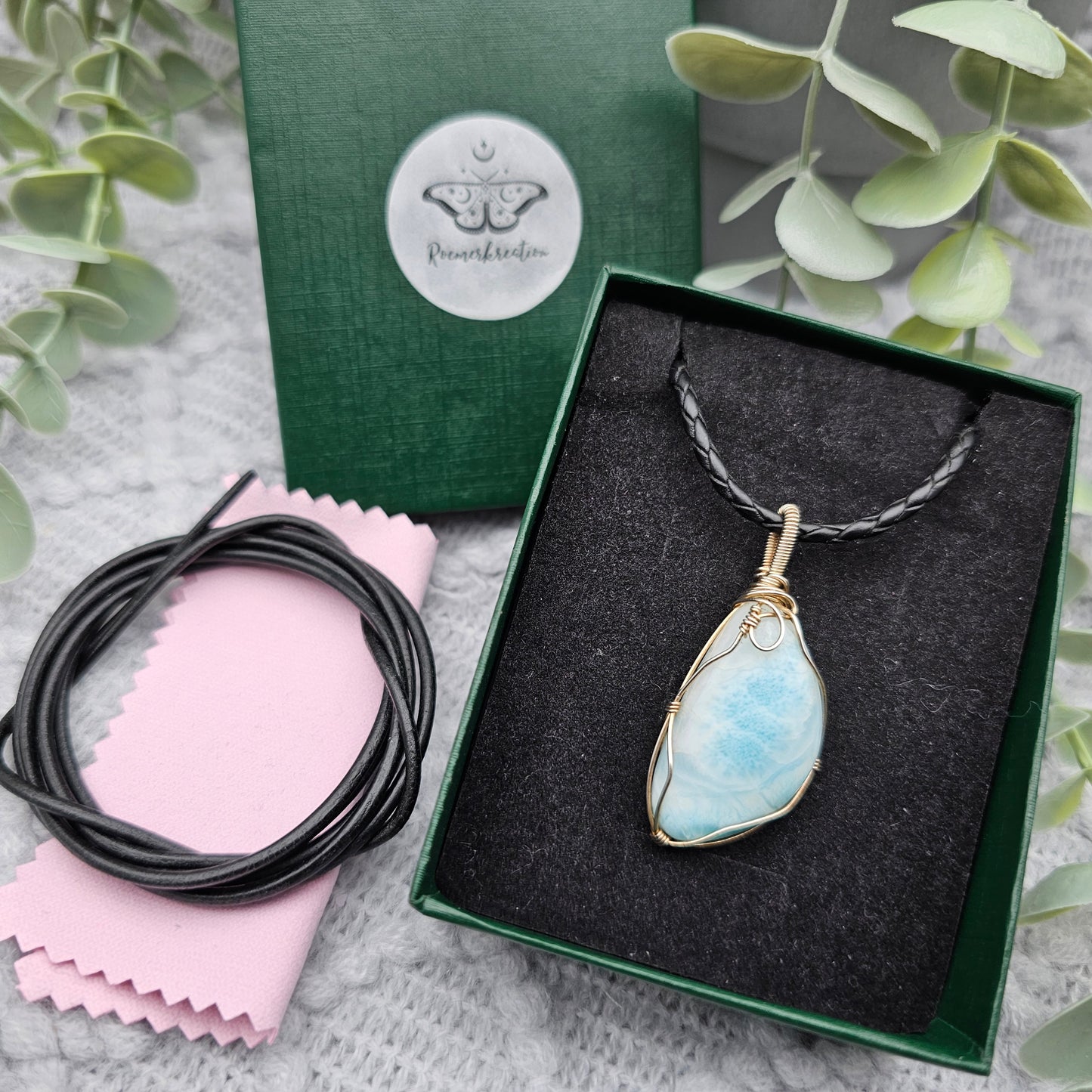 Larimar Anhänger | 925er Silber | Edelstein Halskette