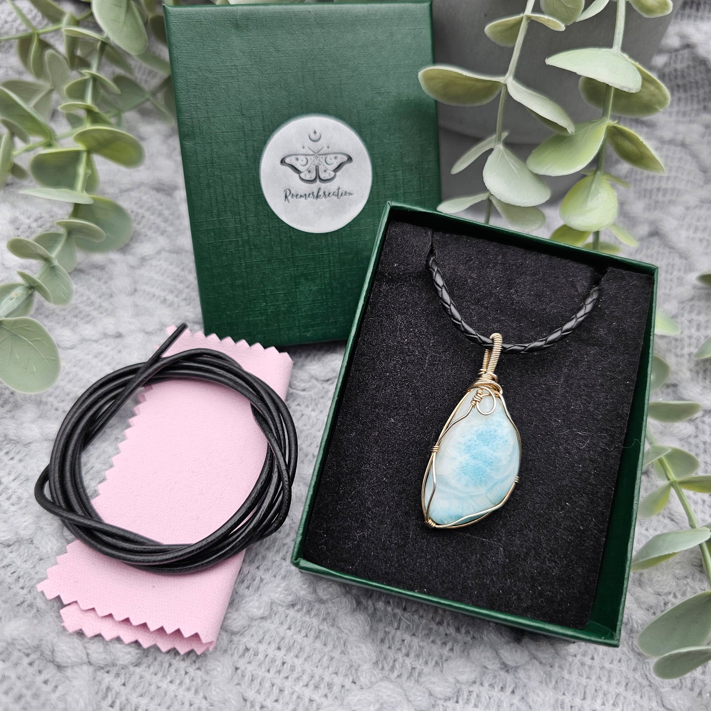 Larimar Anhänger | 925er Silber | Edelstein Halskette