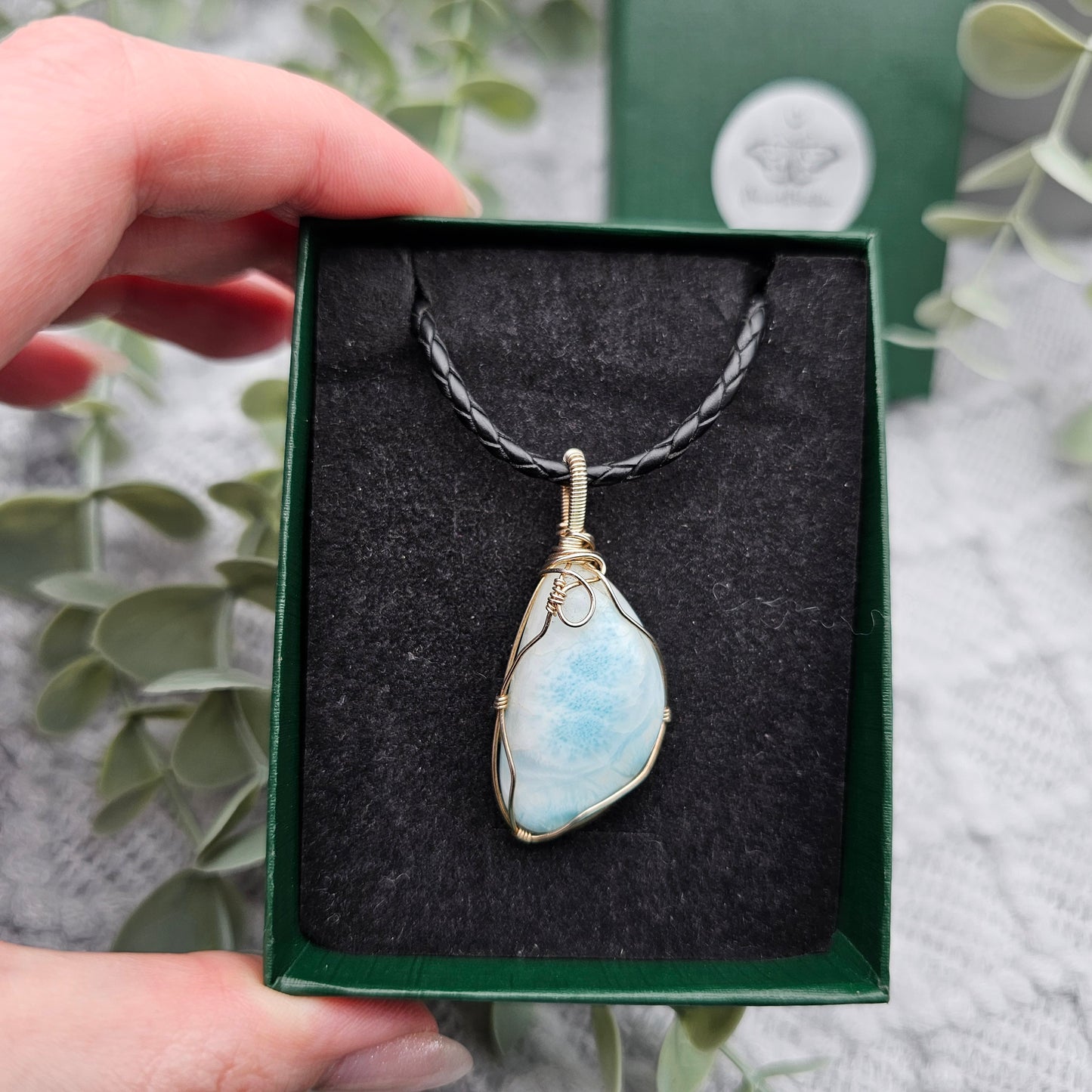 Larimar Anhänger | 925er Silber | Edelstein Halskette