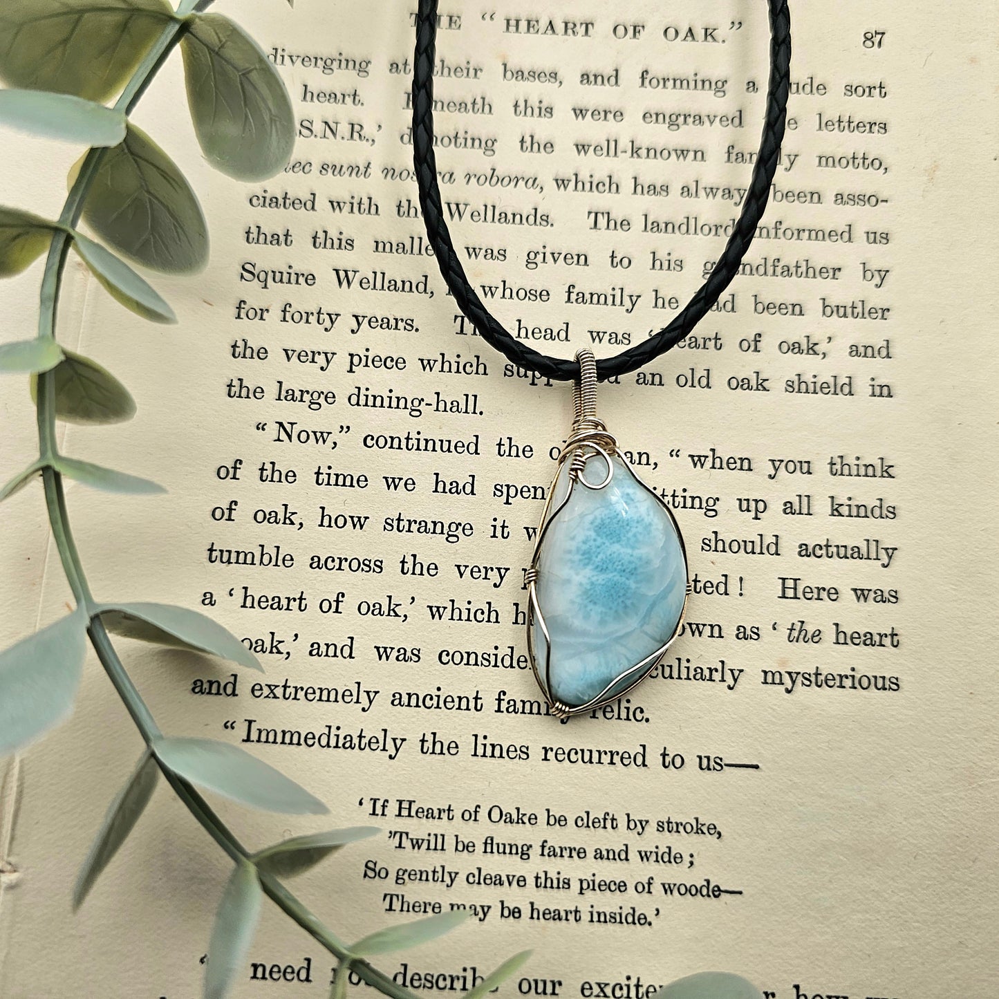 Larimar Anhänger | 925er Silber | Edelstein Halskette