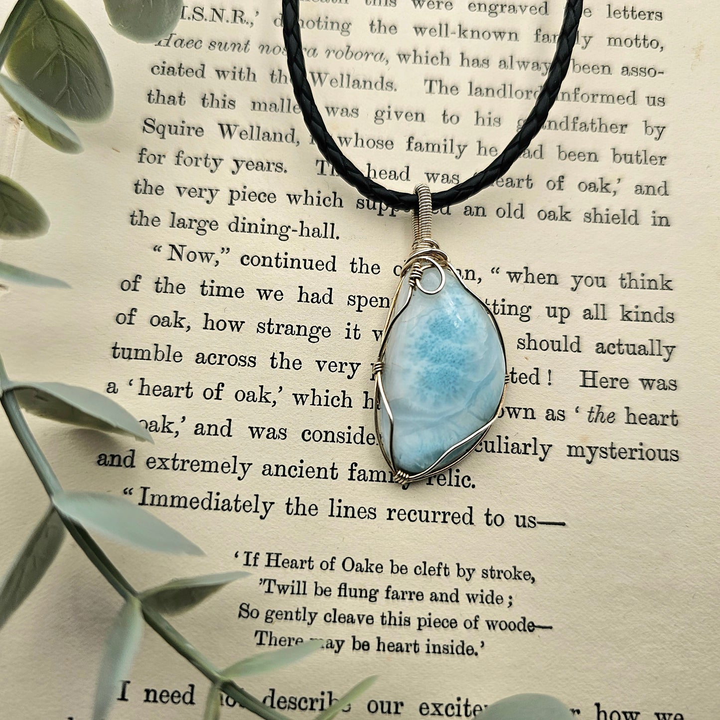 Larimar Anhänger | 925er Silber | Edelstein Halskette