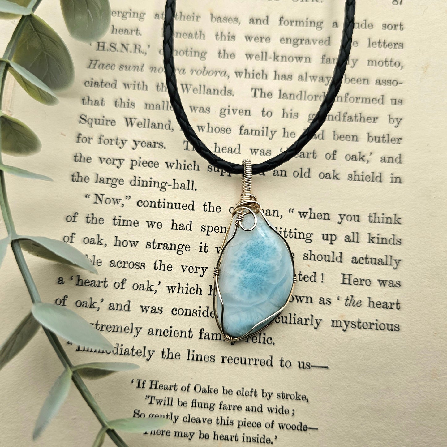 Larimar Anhänger | 925er Silber | Edelstein Halskette