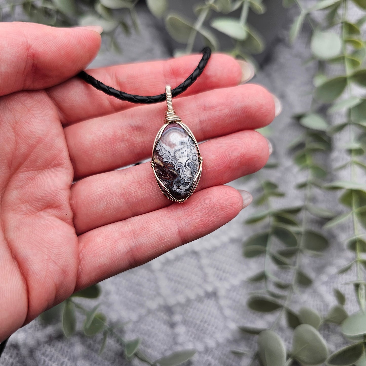 Achat Anhänger | 925er Silber | Edelstein Halskette