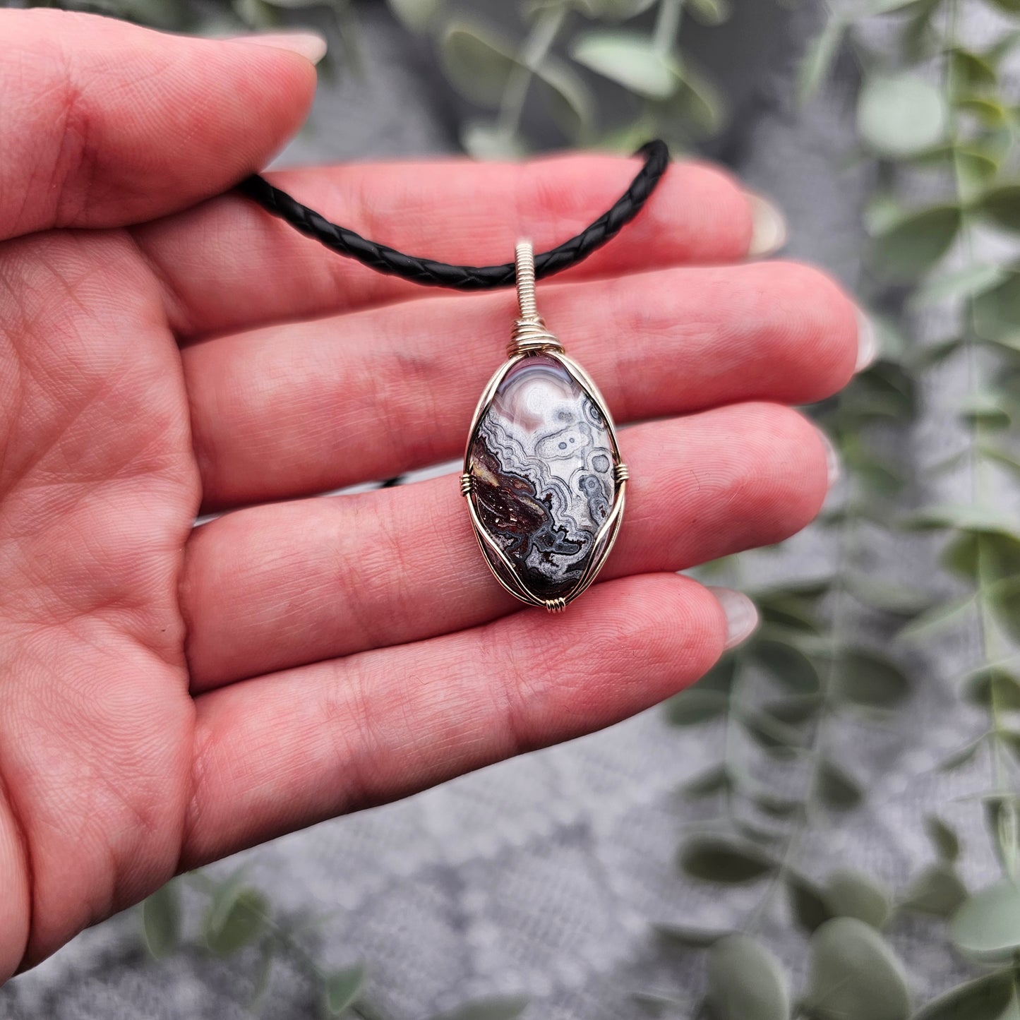 Achat Anhänger | 925er Silber | Edelstein Halskette