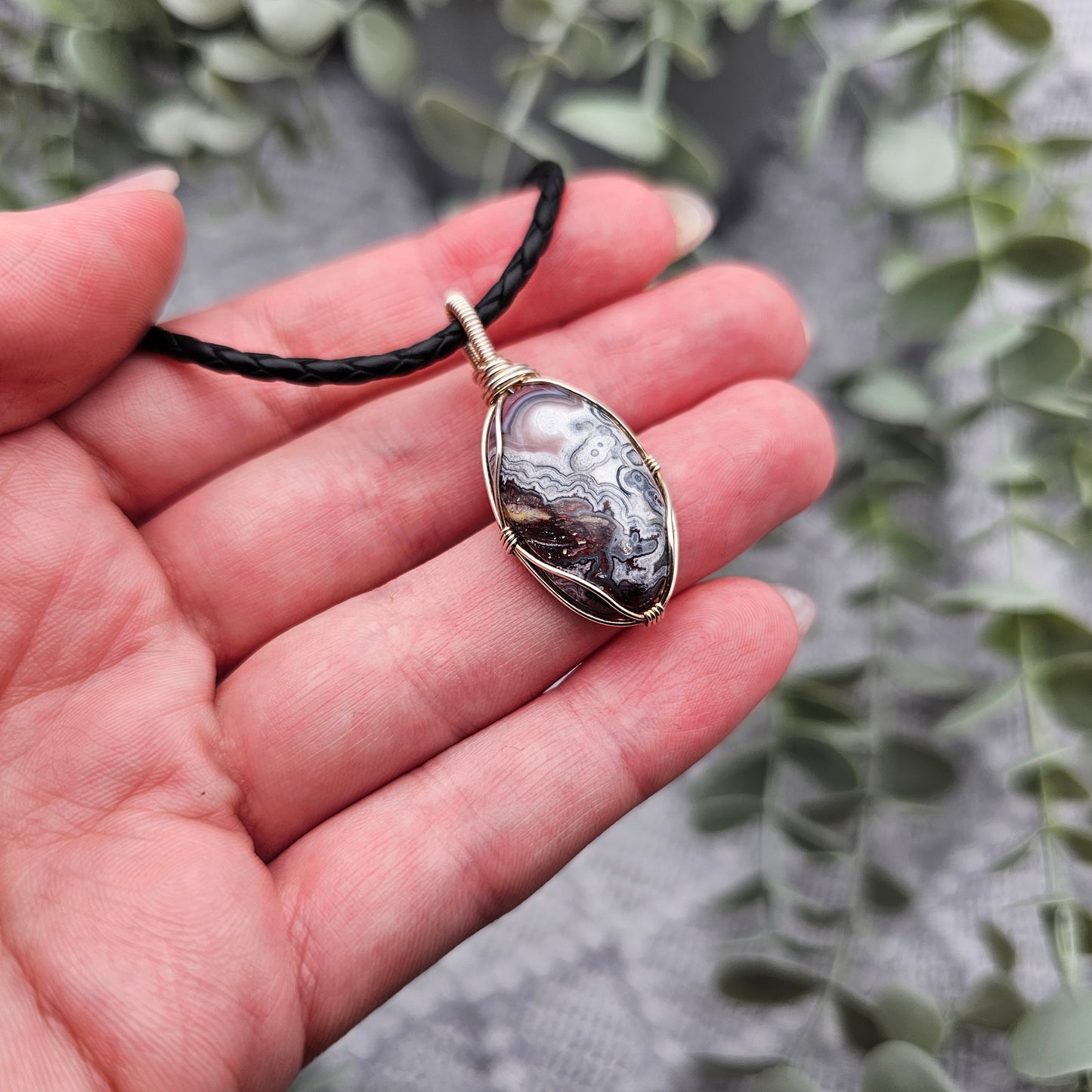 Achat Anhänger | 925er Silber | Edelstein Halskette