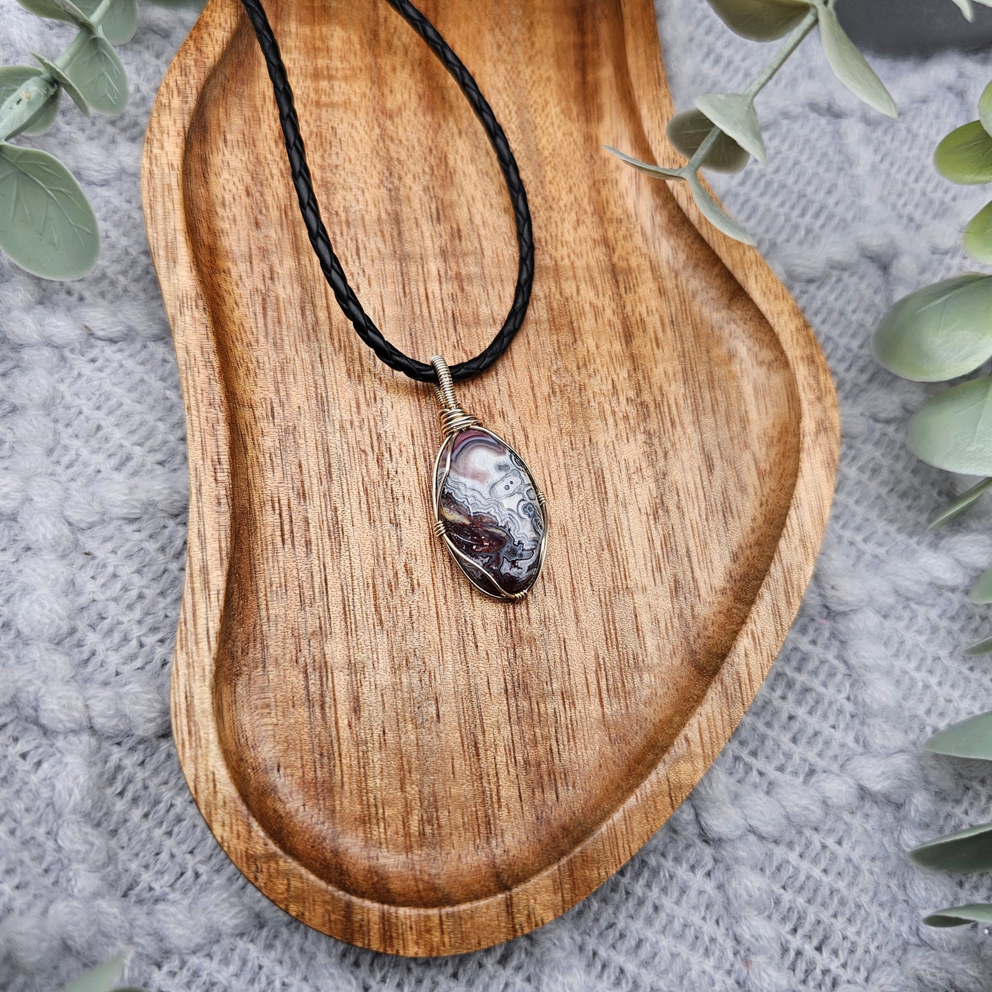 Achat Anhänger | 925er Silber | Edelstein Halskette